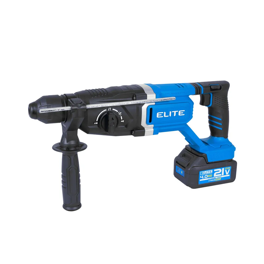 Rotomartillo Inalambrico sin escobillas Línea Xtreme, estuche plastico, 1 broca, mango en D 3 jules 0-1150 RPM, 0-5100 GPM , con batería 4Ah y cargador 2,4ah.