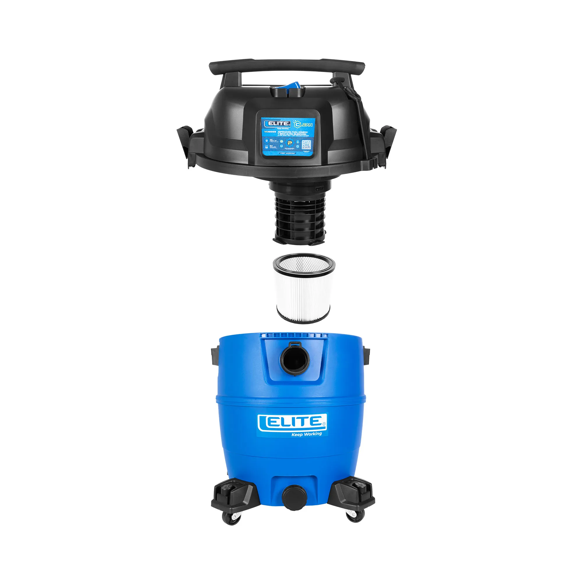 Aspiradora Utra silencionsa Seco y Humedo 16 Gl - 6.5 HP- 105 CFM