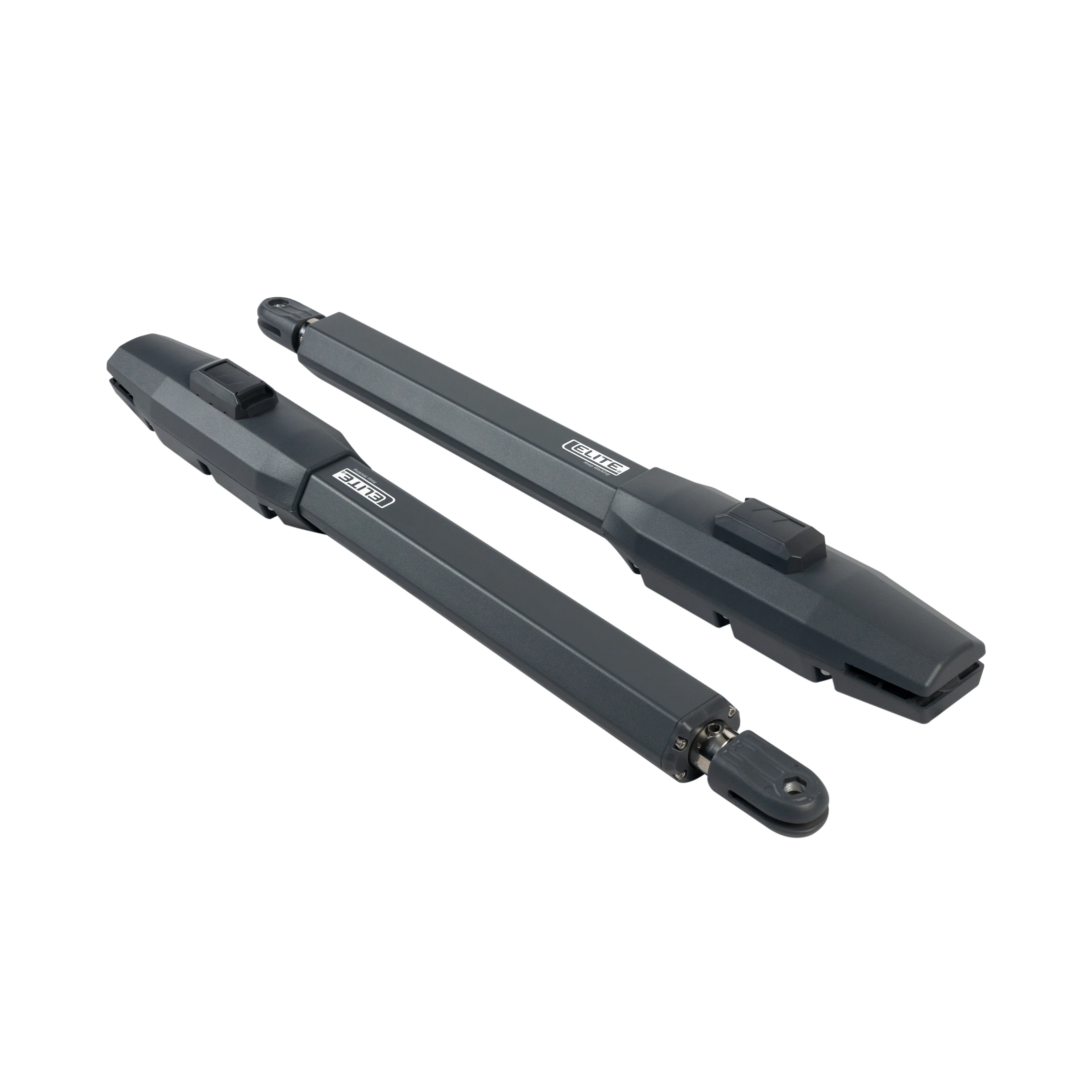 Motor para puerta batiente automática a 24V, con función antiaplastamiento. Incluye tarjeta controladora, batería y 2 controles remotos.