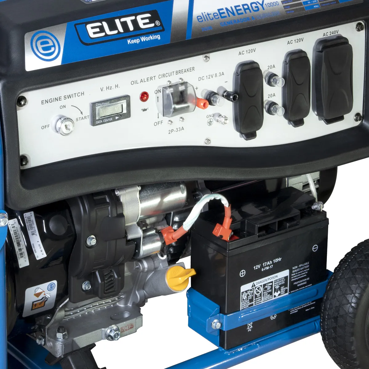 Generador Portatil a Gasolina, Potencia Maxima 9kW, 4 Tiempos, Capacidad del Tanque de 25L, Arranque Manual y Electrico.