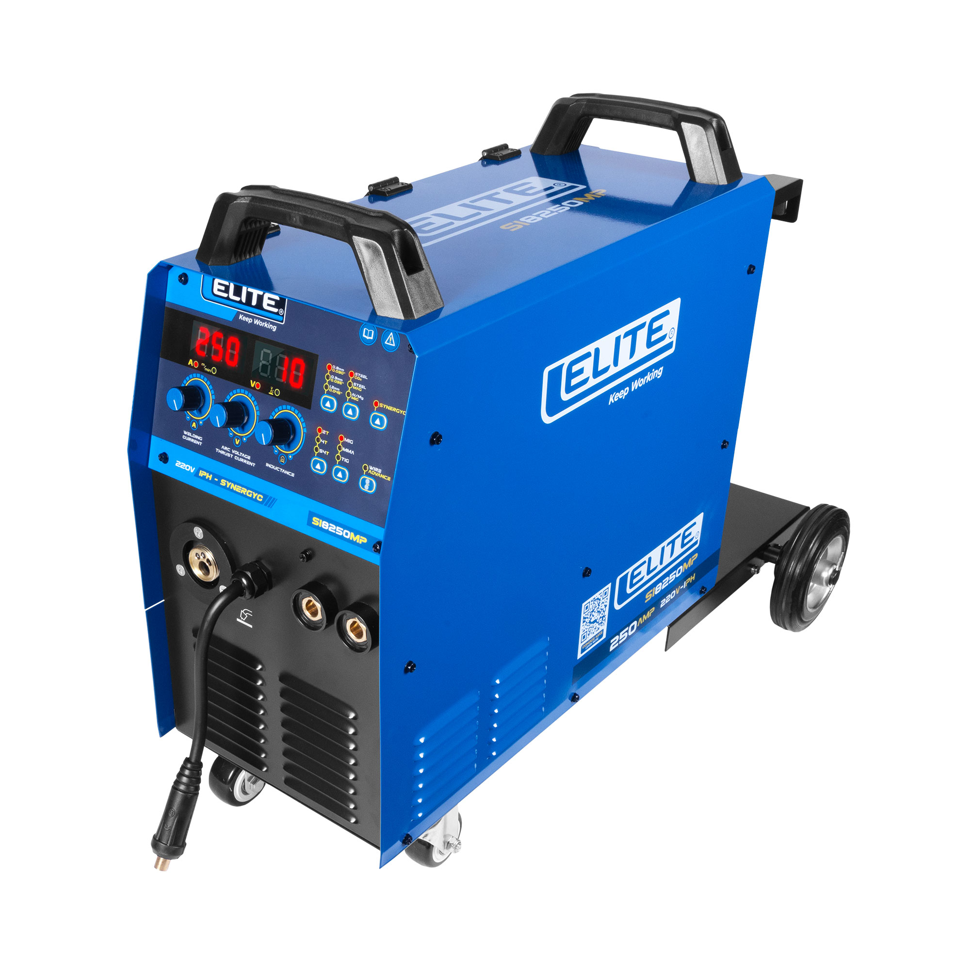 SOLDADOR INVERSOR MULTIPROCESOS MIG/MAG/FCAW/MMA/TIG ELITE MP 250 - 250A 60% 220V 1PH - ELITE