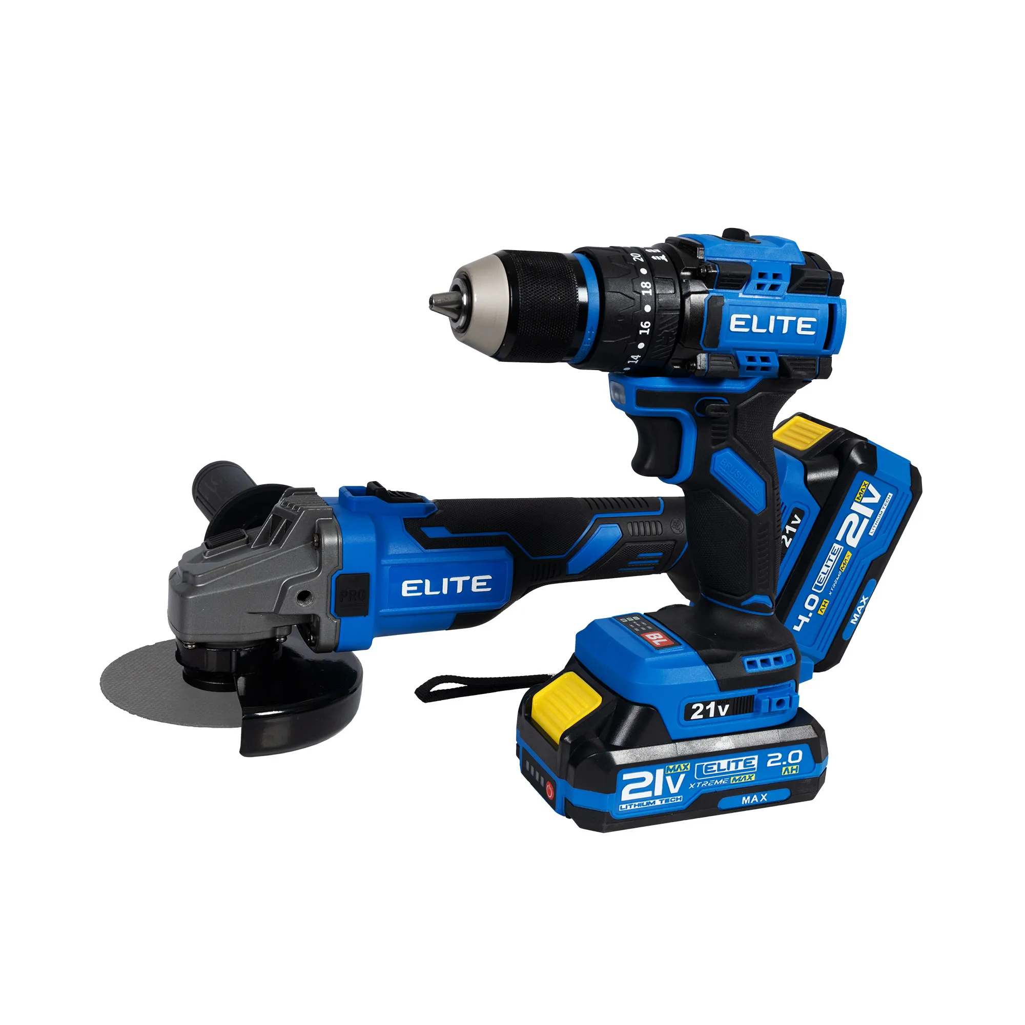 Taladro de impacto inalambrico 21V + Esmeriladora inalambrica brushless 21V