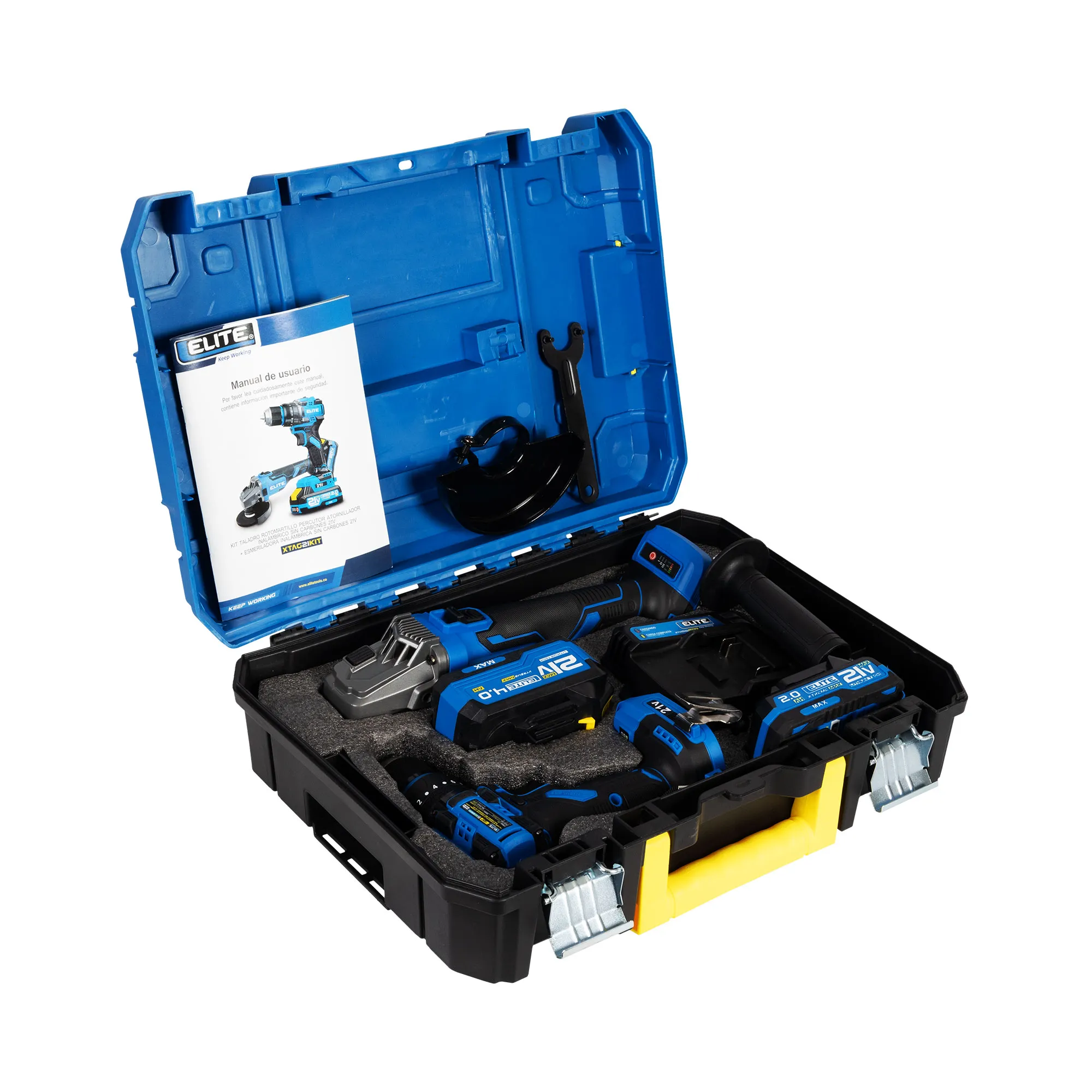 Taladro de impacto inalambrico 21V + Esmeriladora inalambrica brushless 21V