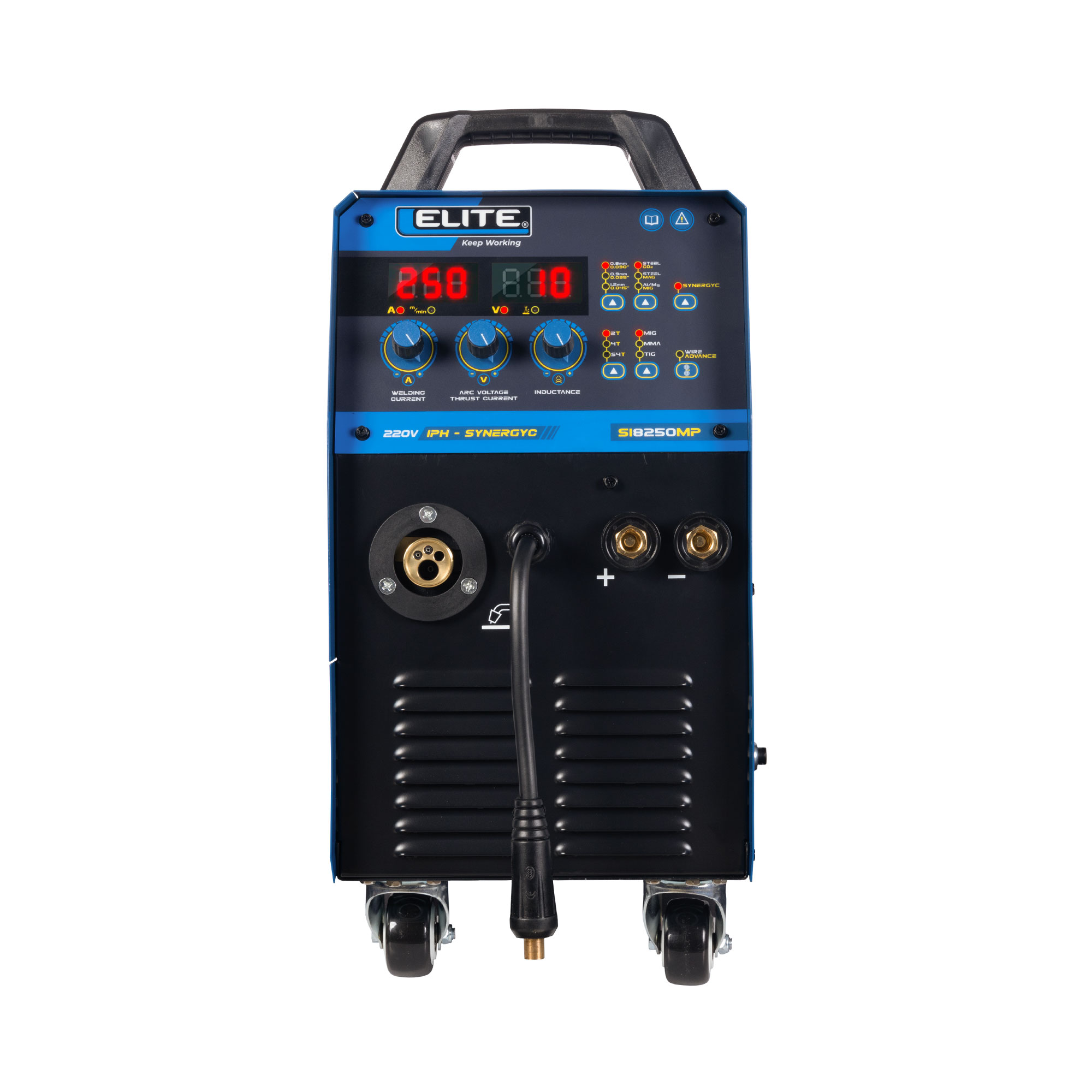 SOLDADOR INVERSOR MULTIPROCESOS MIG/MAG/FCAW/MMA/TIG ELITE MP 250 - 250A 60% 220V 1PH - ELITE
