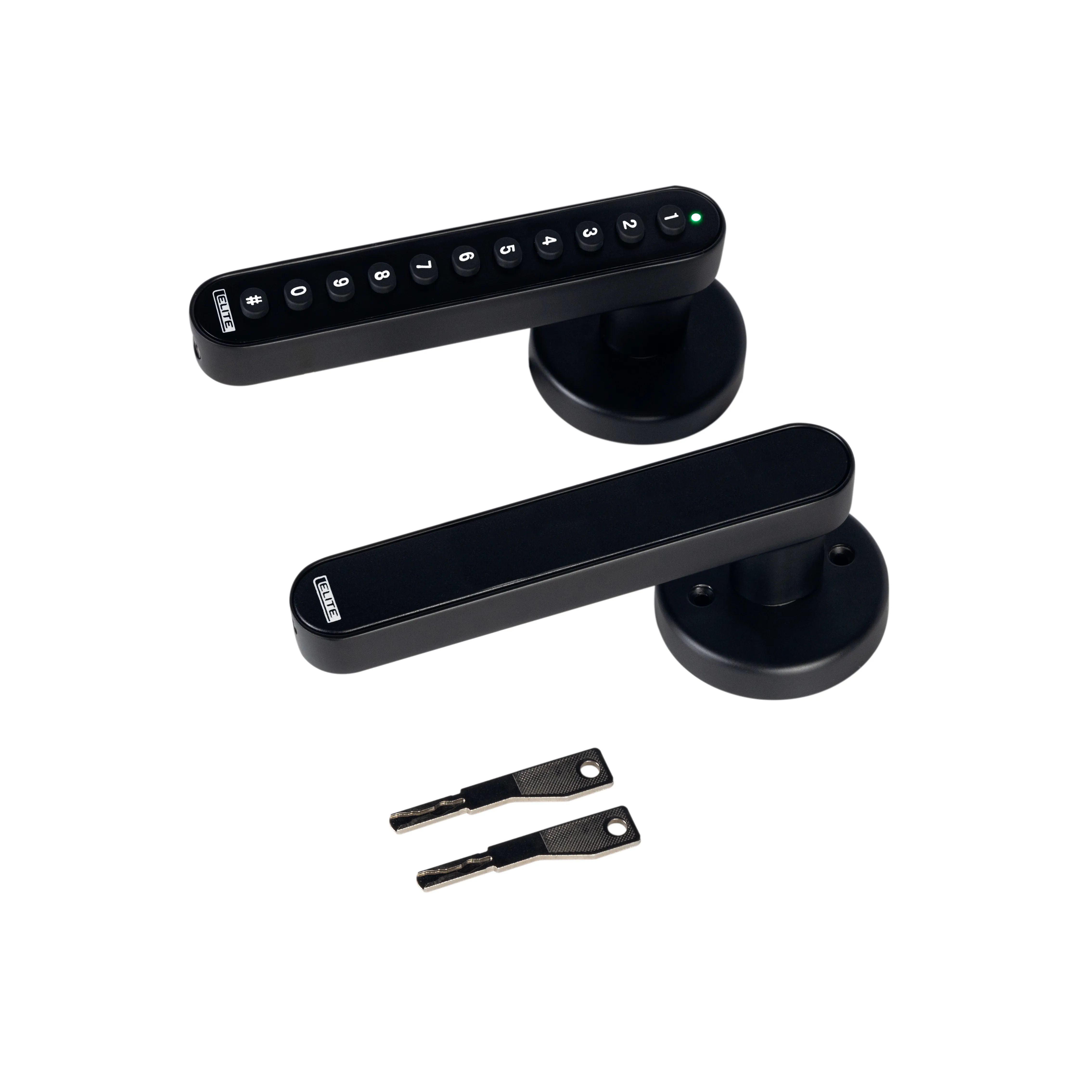 Cerradura inteligente ELITE para puertas de hasta 6cm de ancho. 3 métodos de apertura: aplicación (bluetooth), clave y llave. SL2000L