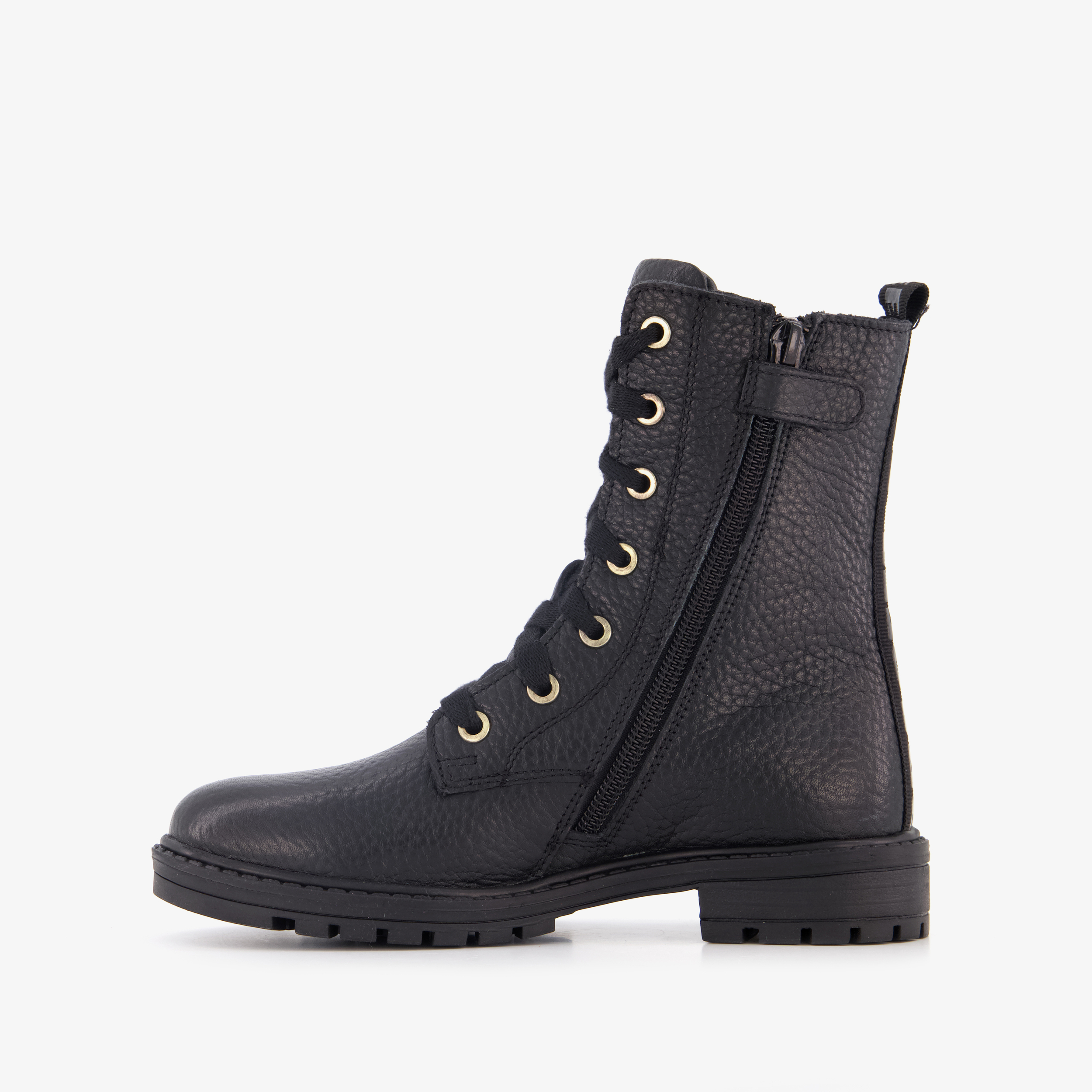 Braqeez leren meisjes veterboots zwart