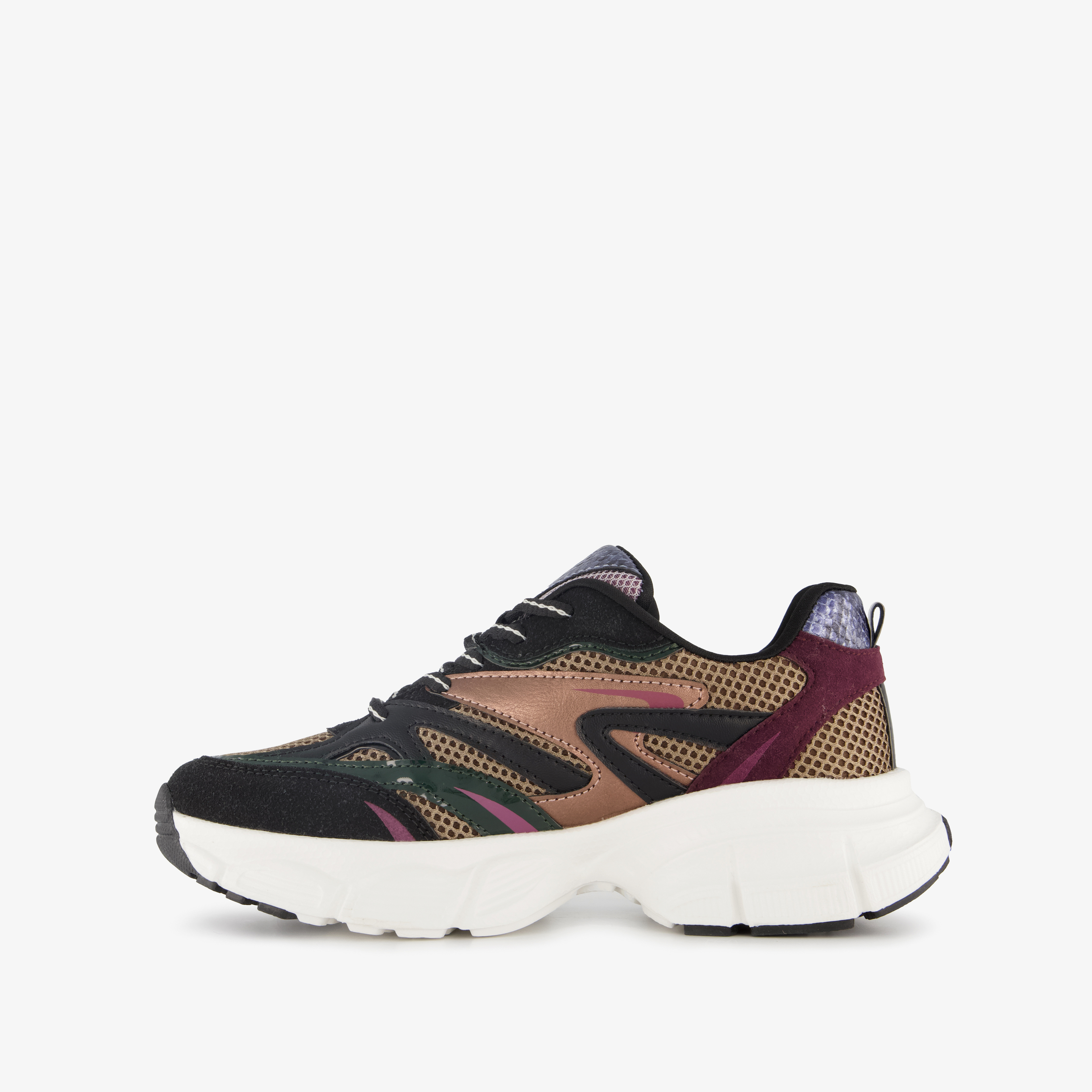 Blue Box dames dad sneakers met slangenprint zwart
