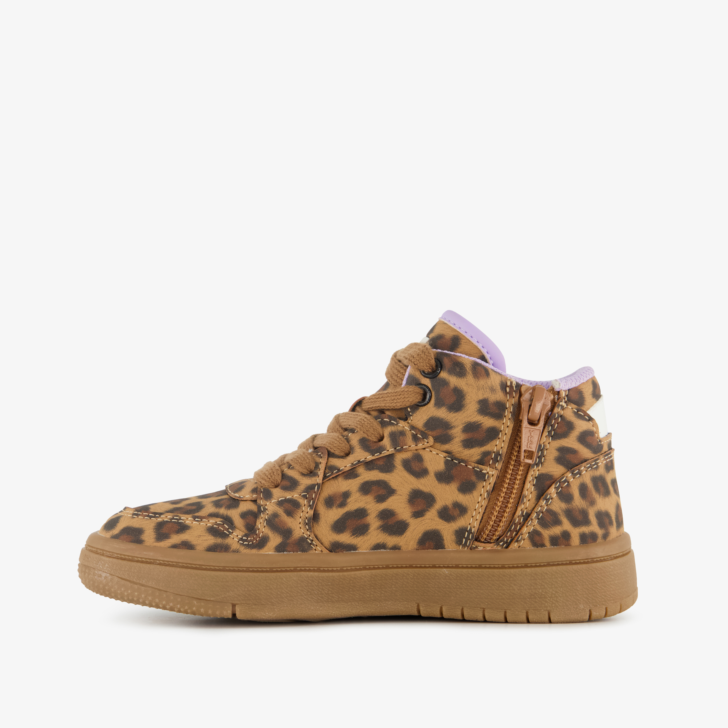 Blue Box hoge meisjes sneakers met panterprint bruin