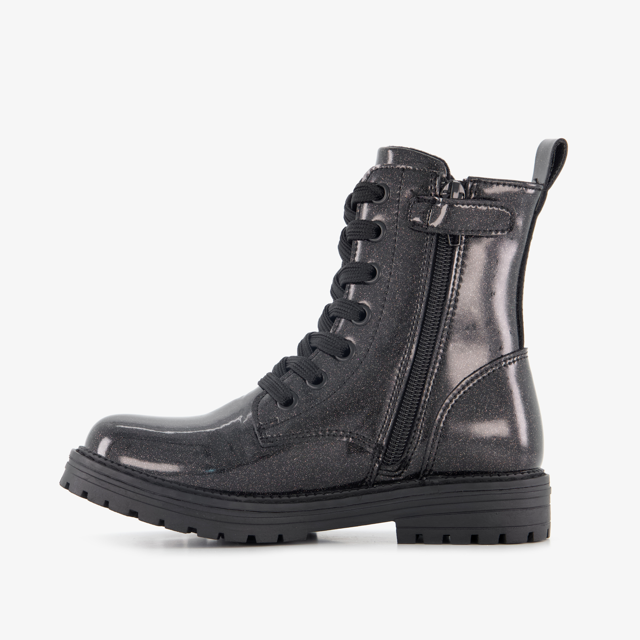 Blue Box meisjes veterboots met glitters zwart
