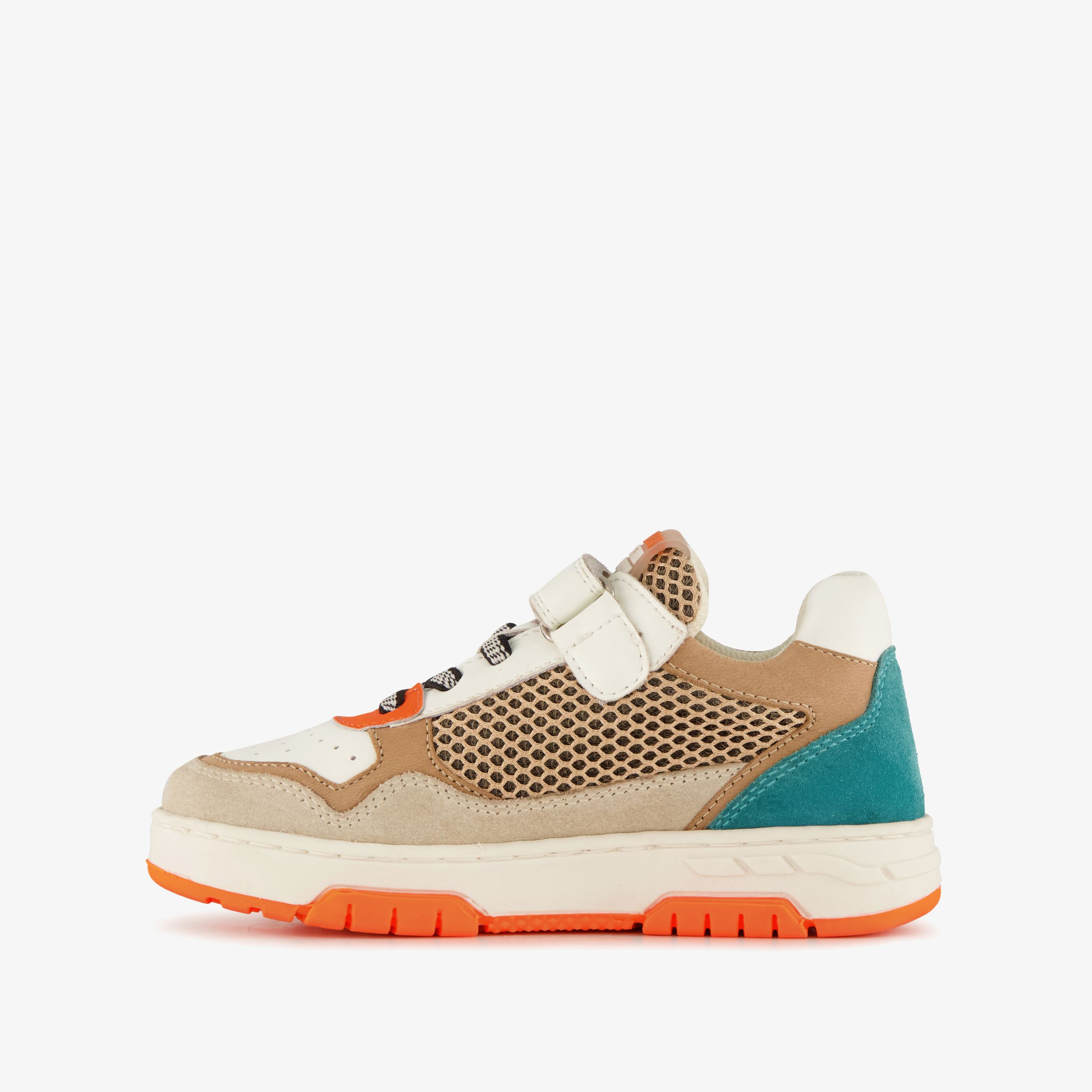 Braqeez leren jongens sneakers oranje blauw