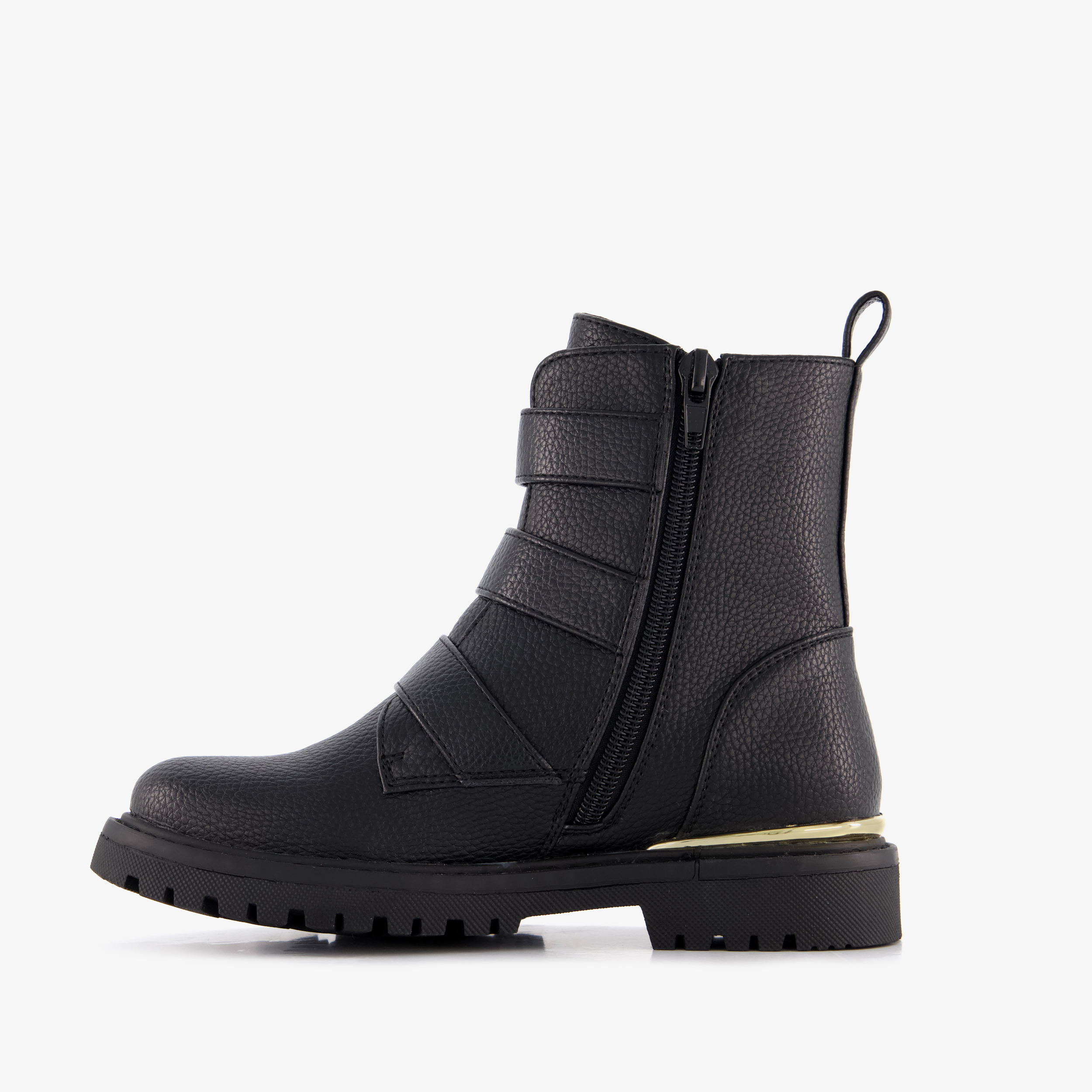 Blue Box meisjes biker boots zwart met hartjes gespen