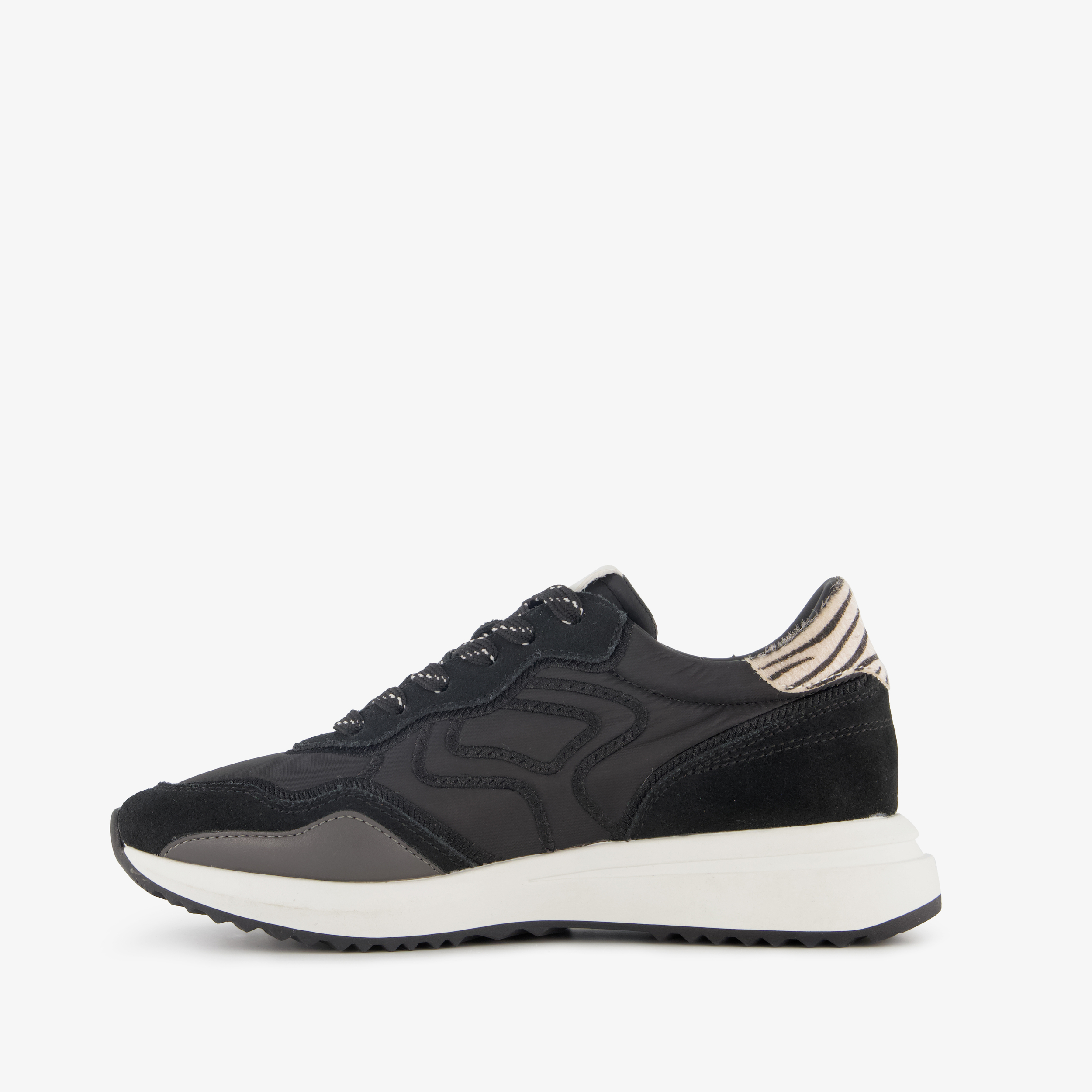 Hush Puppies suède dames sneakers met zebraprint details zwart