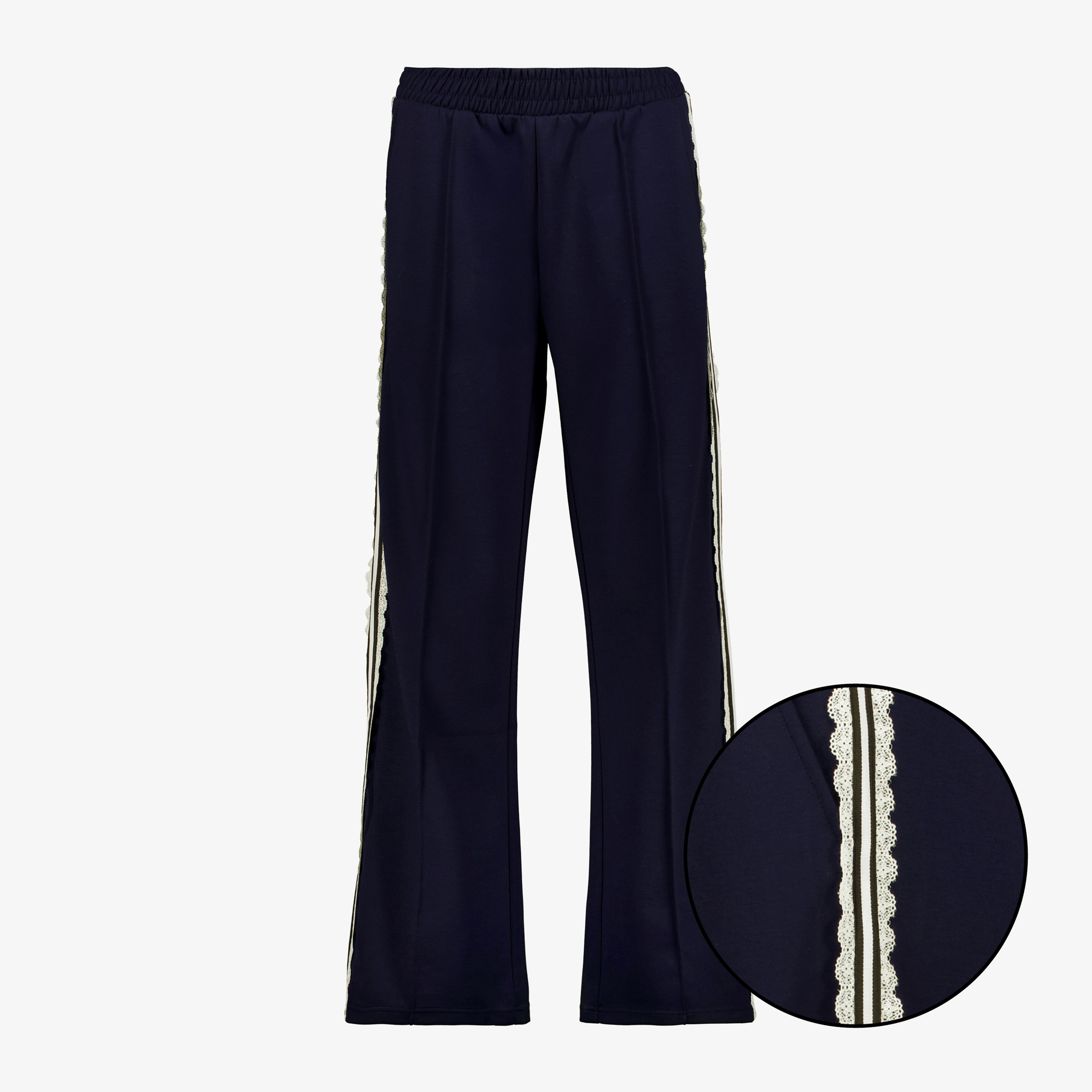 TwoDay dames broek met kanten biezen blauw
