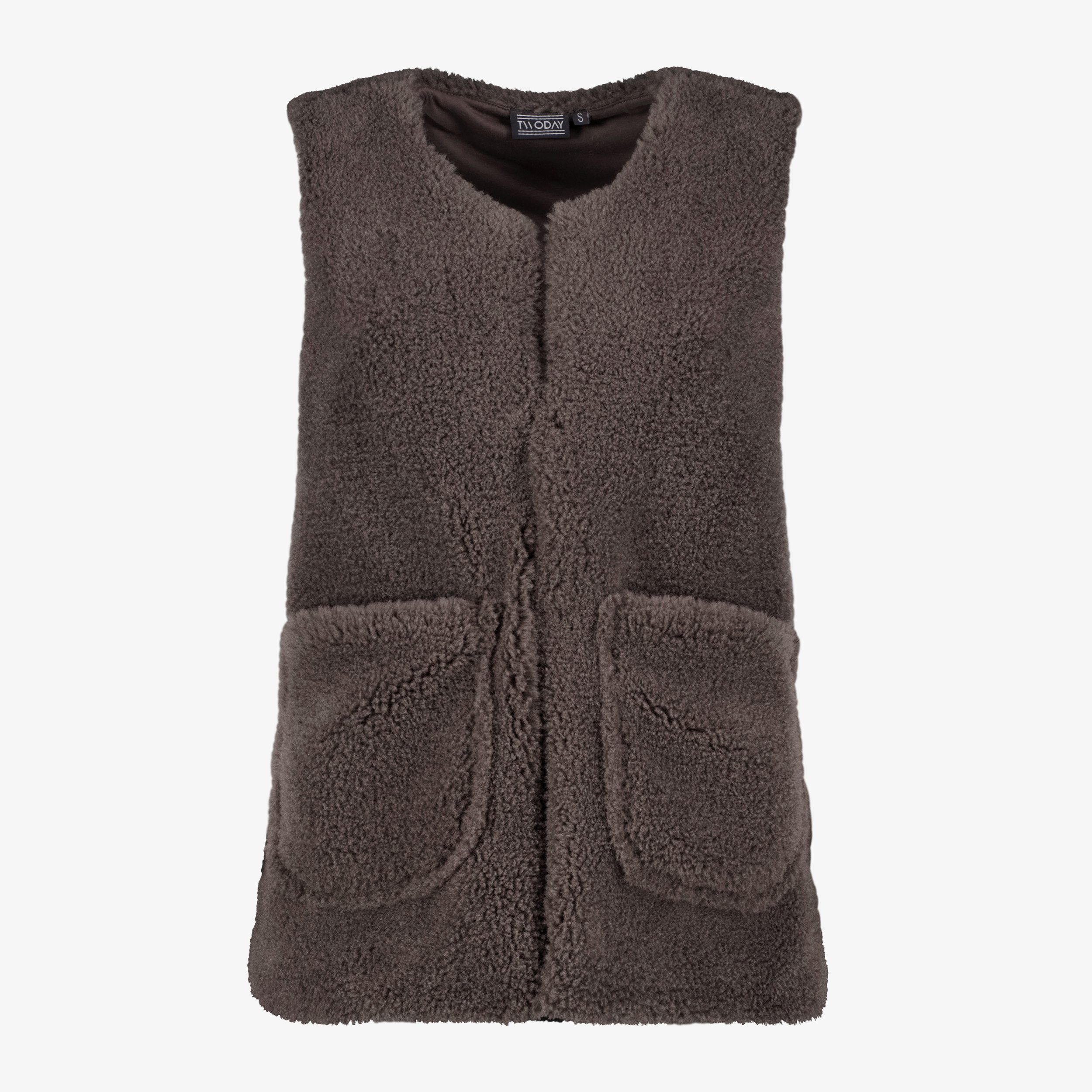 TwoDay dames teddy gilet donkerbruin