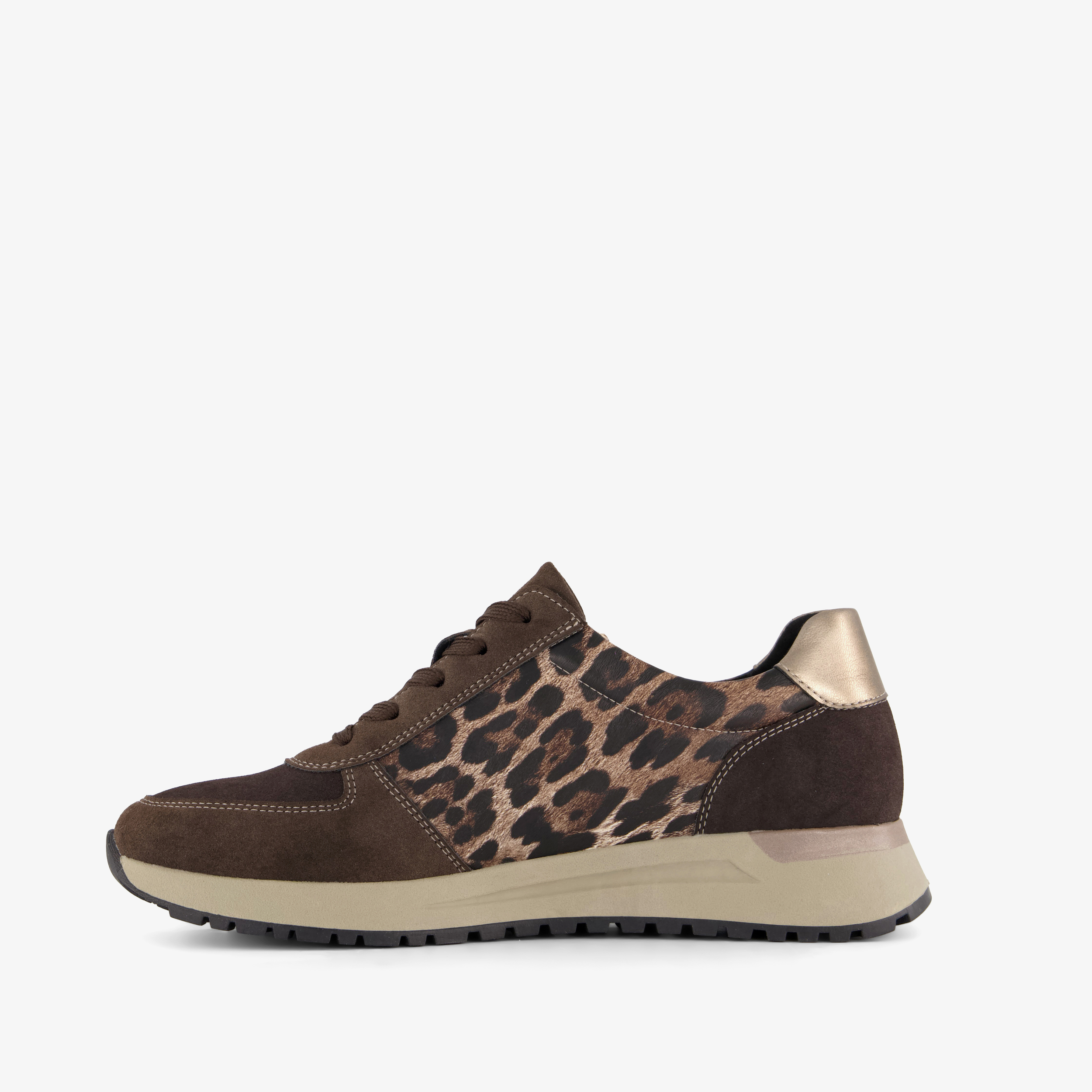 Natuform dames sneakers met panterprint details bruin