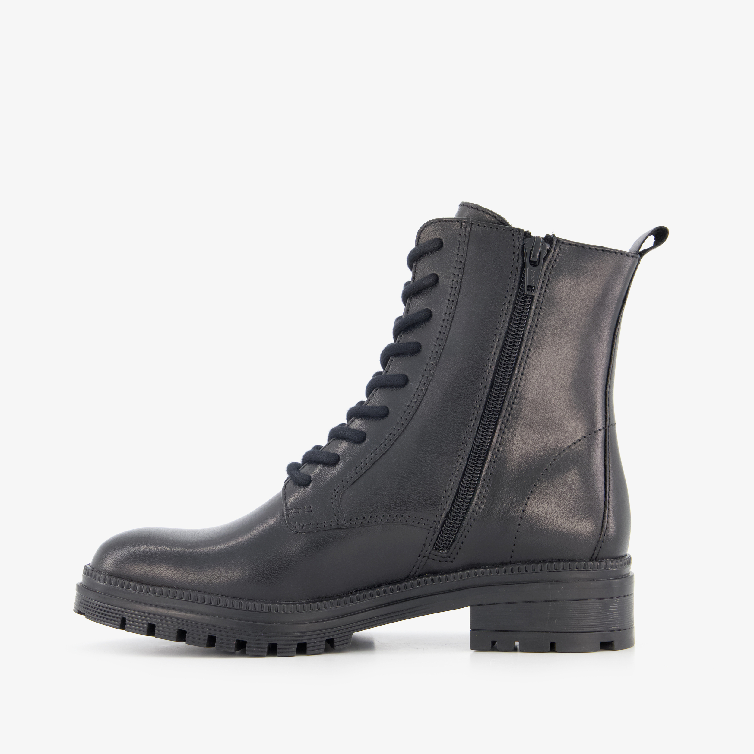 Harper leren dames veterboots zwart