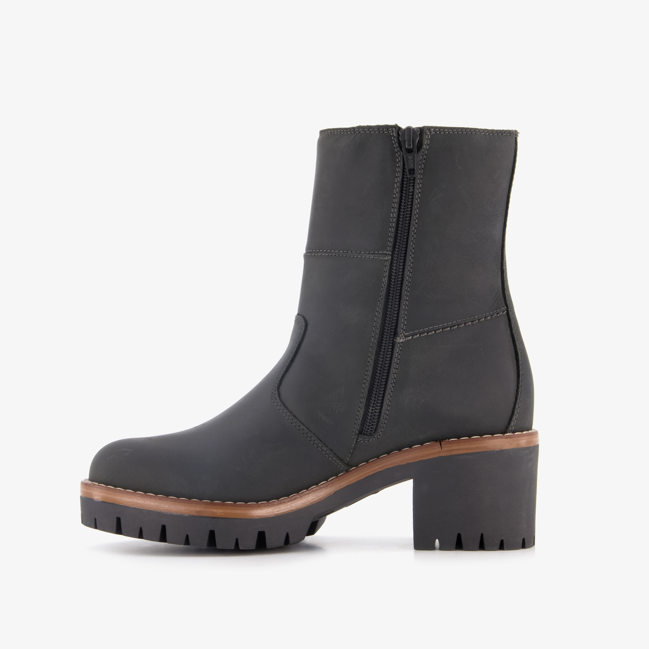 Output leren dames boots met hak zwart