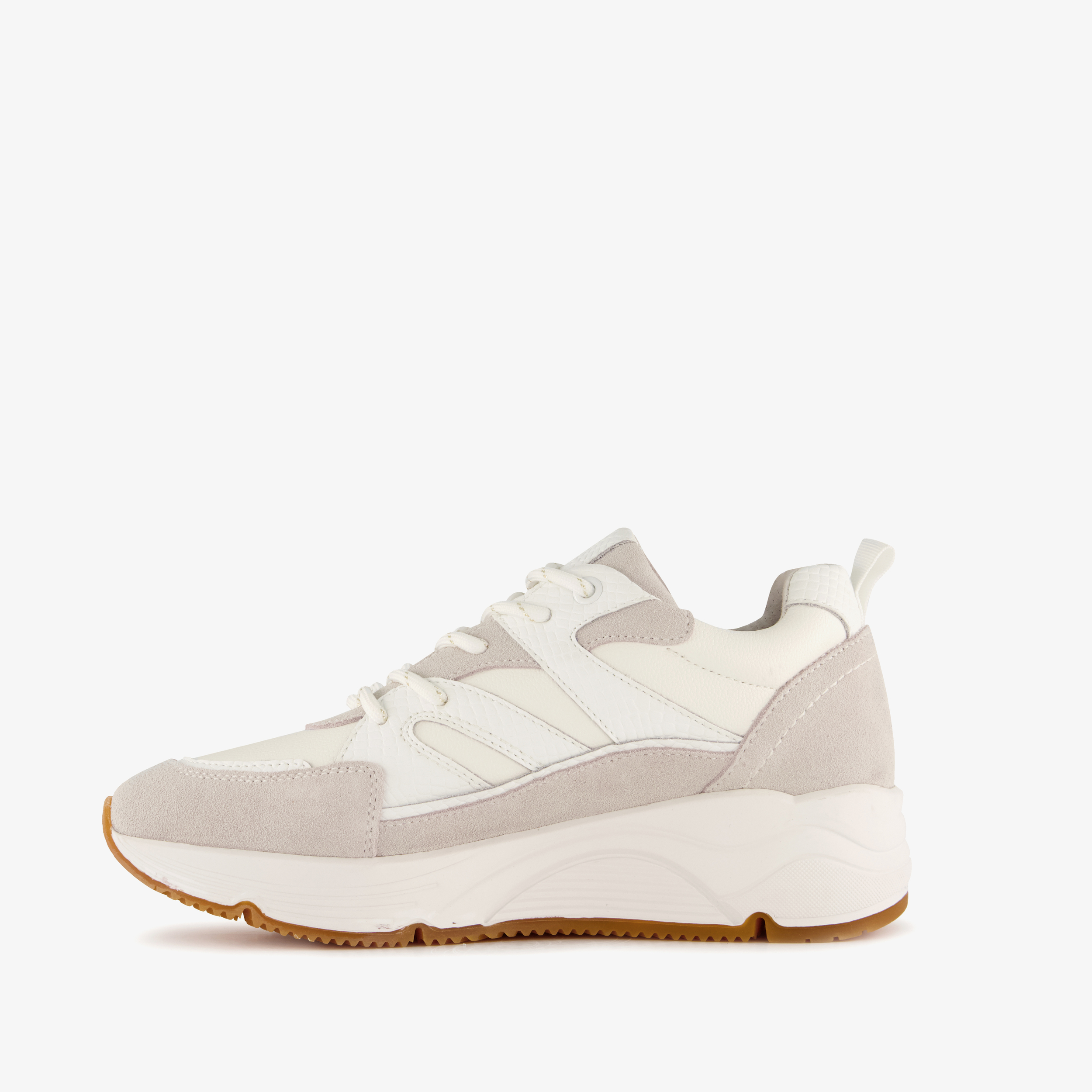 Hush Puppies leren dames sneakers wit beige