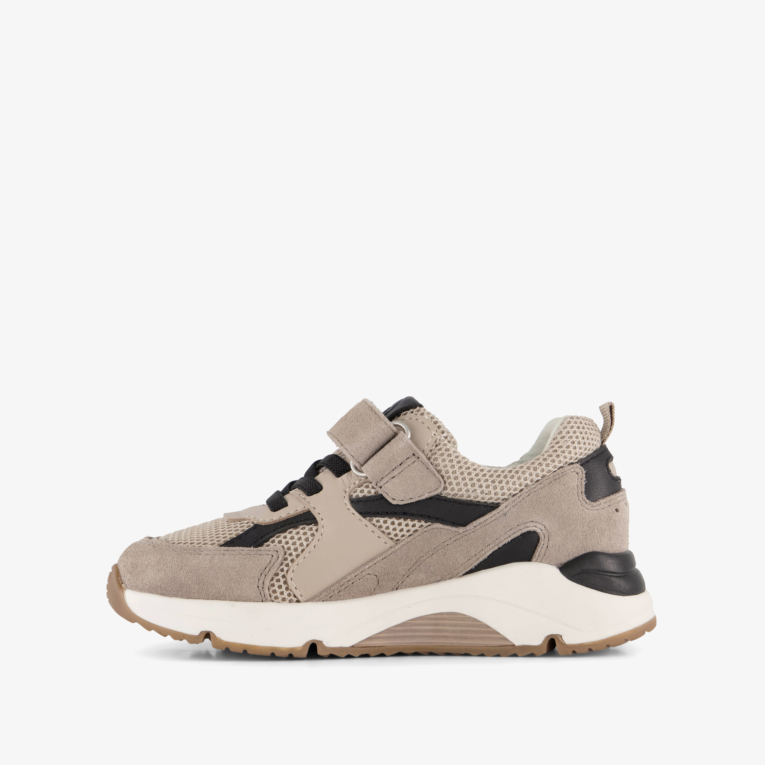 Stap suède jongens sneakers taupe