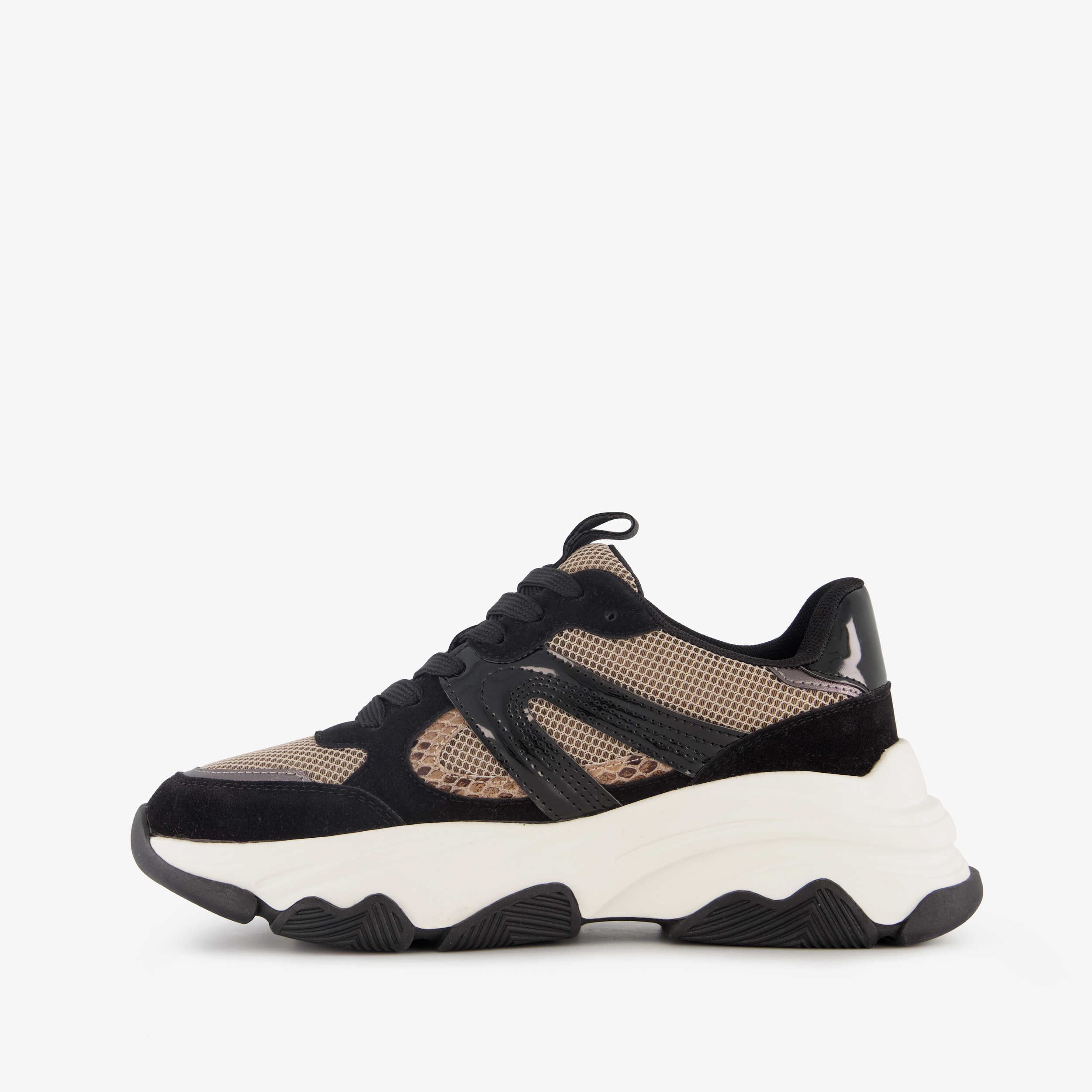 Blue Box dames dad sneakers zwart beige