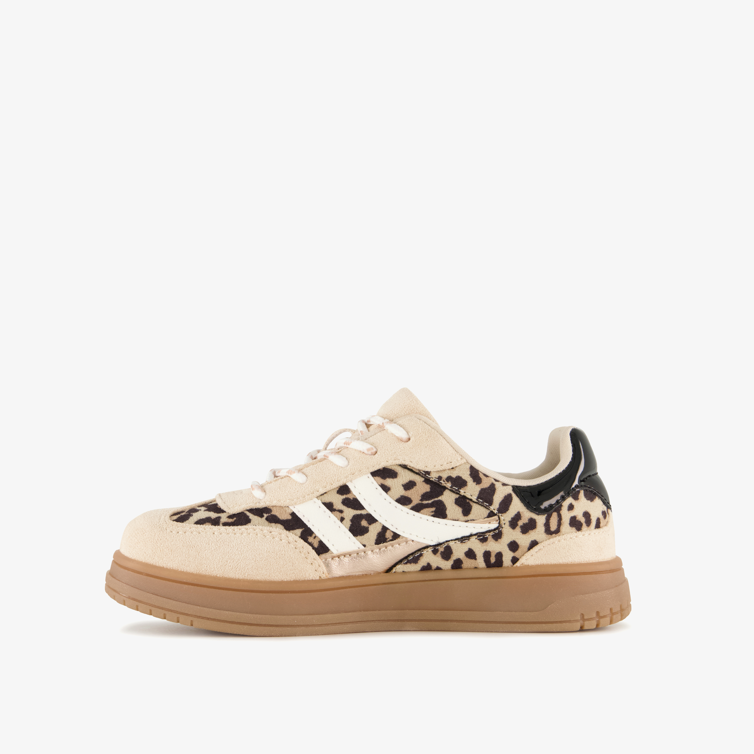 Blue Box meisjes sneakers met panterprint beige bruin