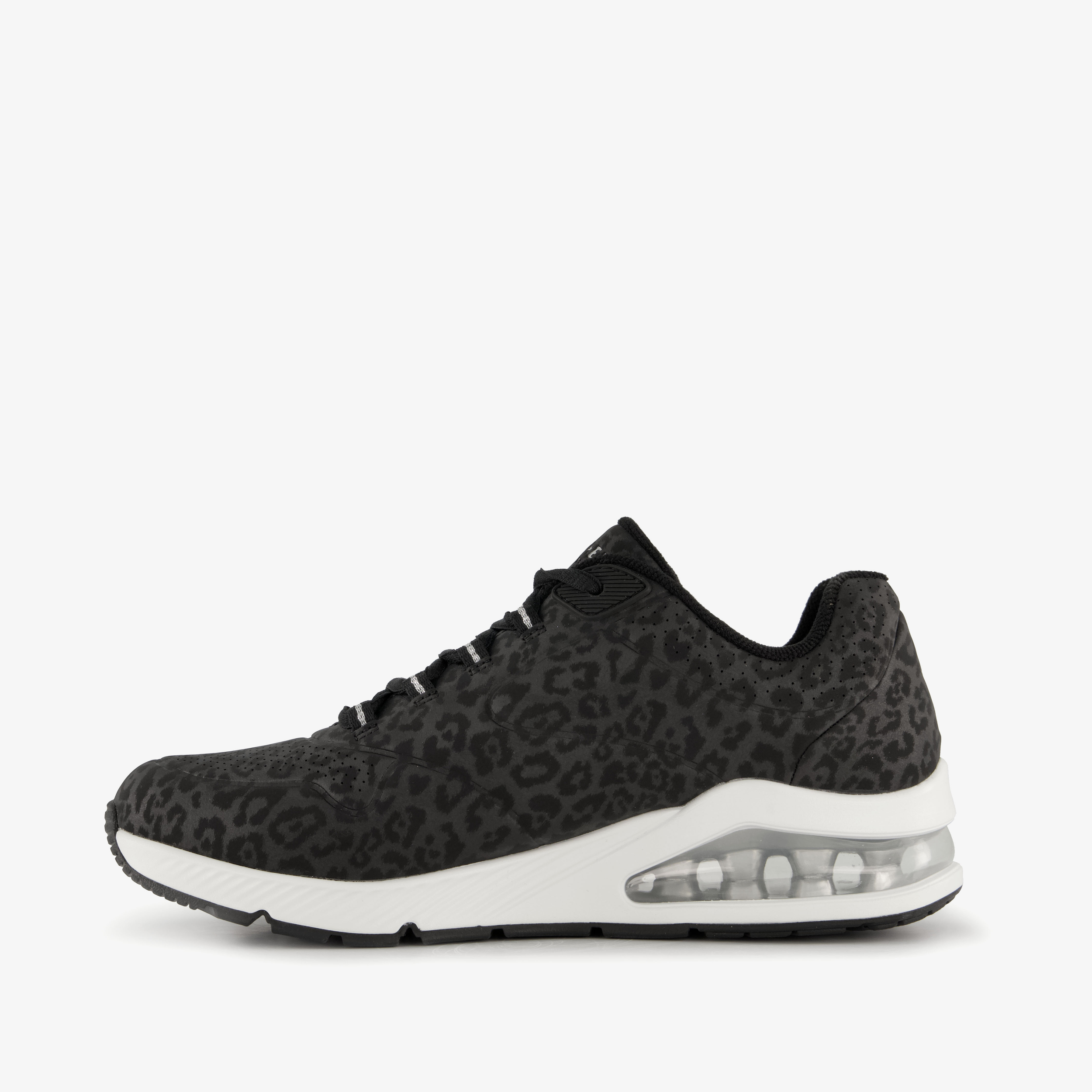 Skechers Uno 2 dames sneakers met panterprint en airzool zwart