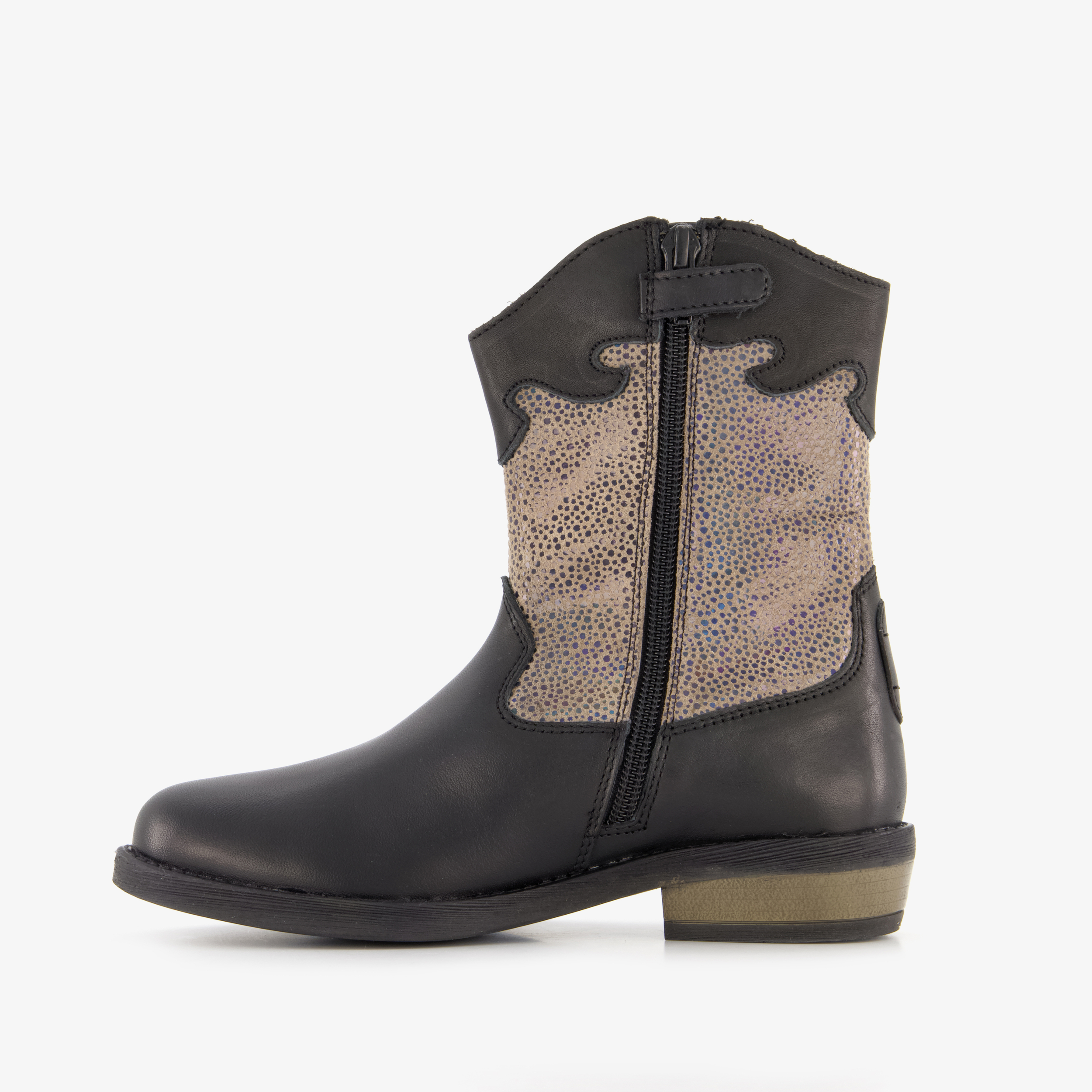 Braqeez leren meisjes western boots zwart