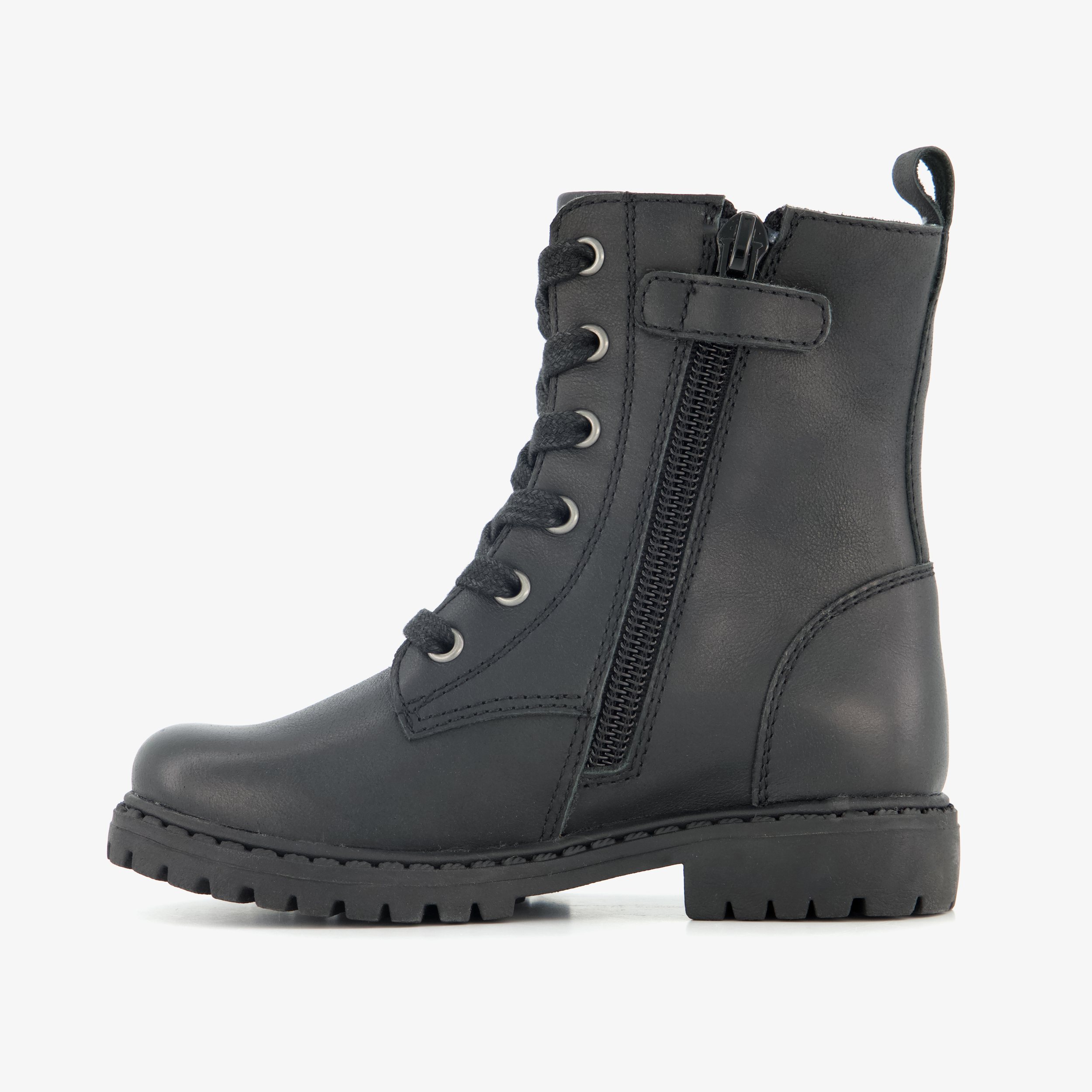 Stap leren meisjes veterboots met hartje zwart
