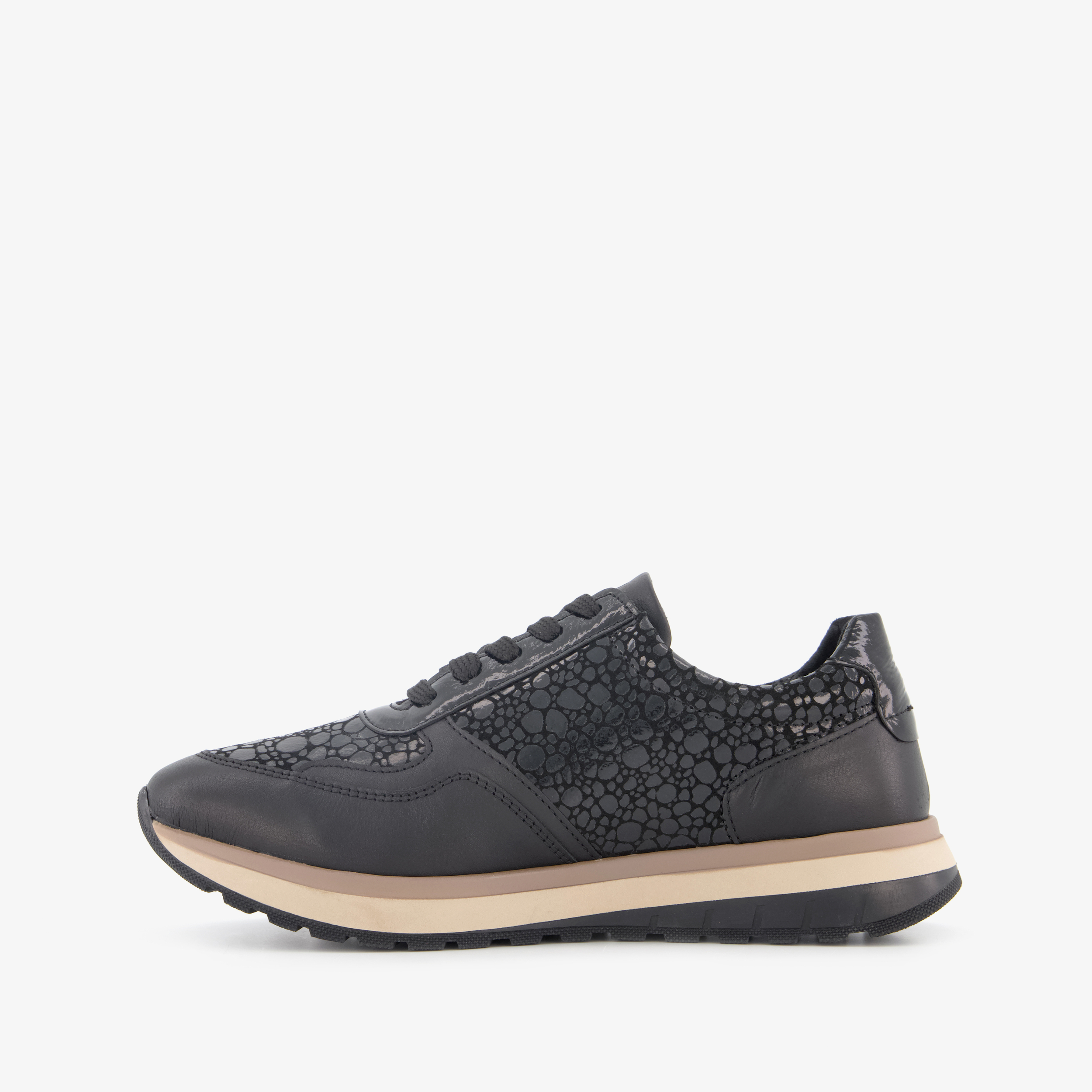 Hush Puppies leren dames sneakers zwart