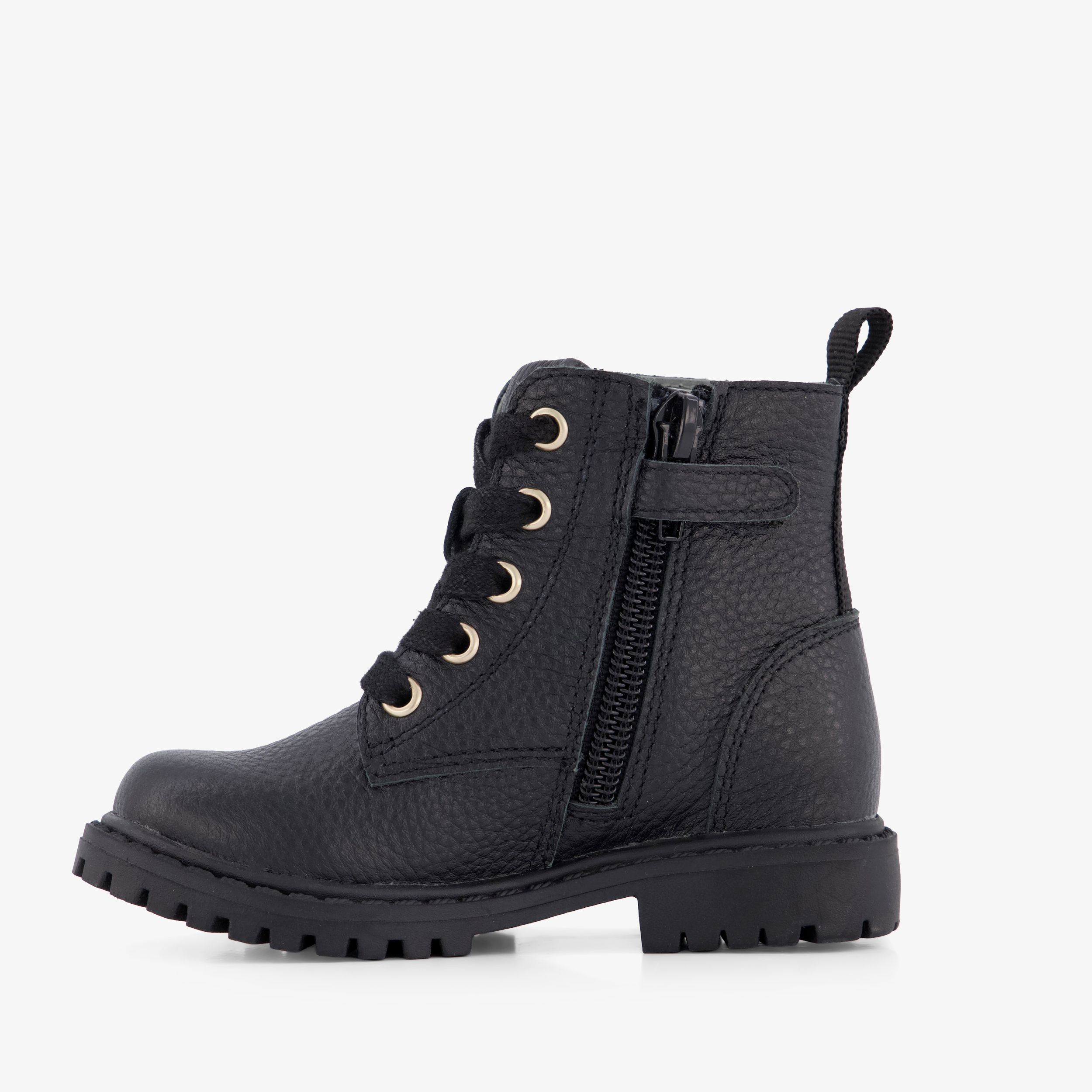 Stap leren meisjes veterboots met vlinder zwart