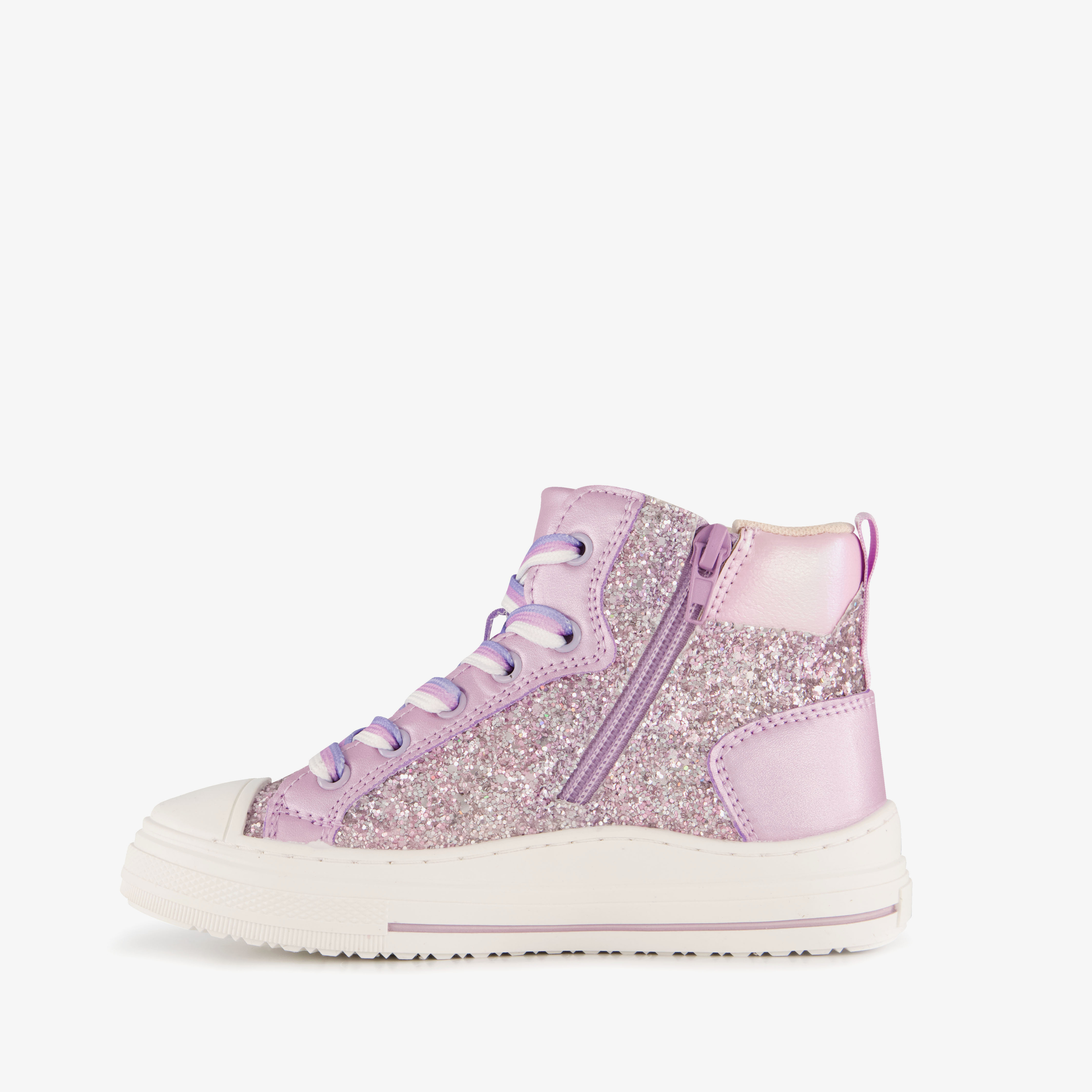 Blue Box hoge meisjes sneakers met glitters paars