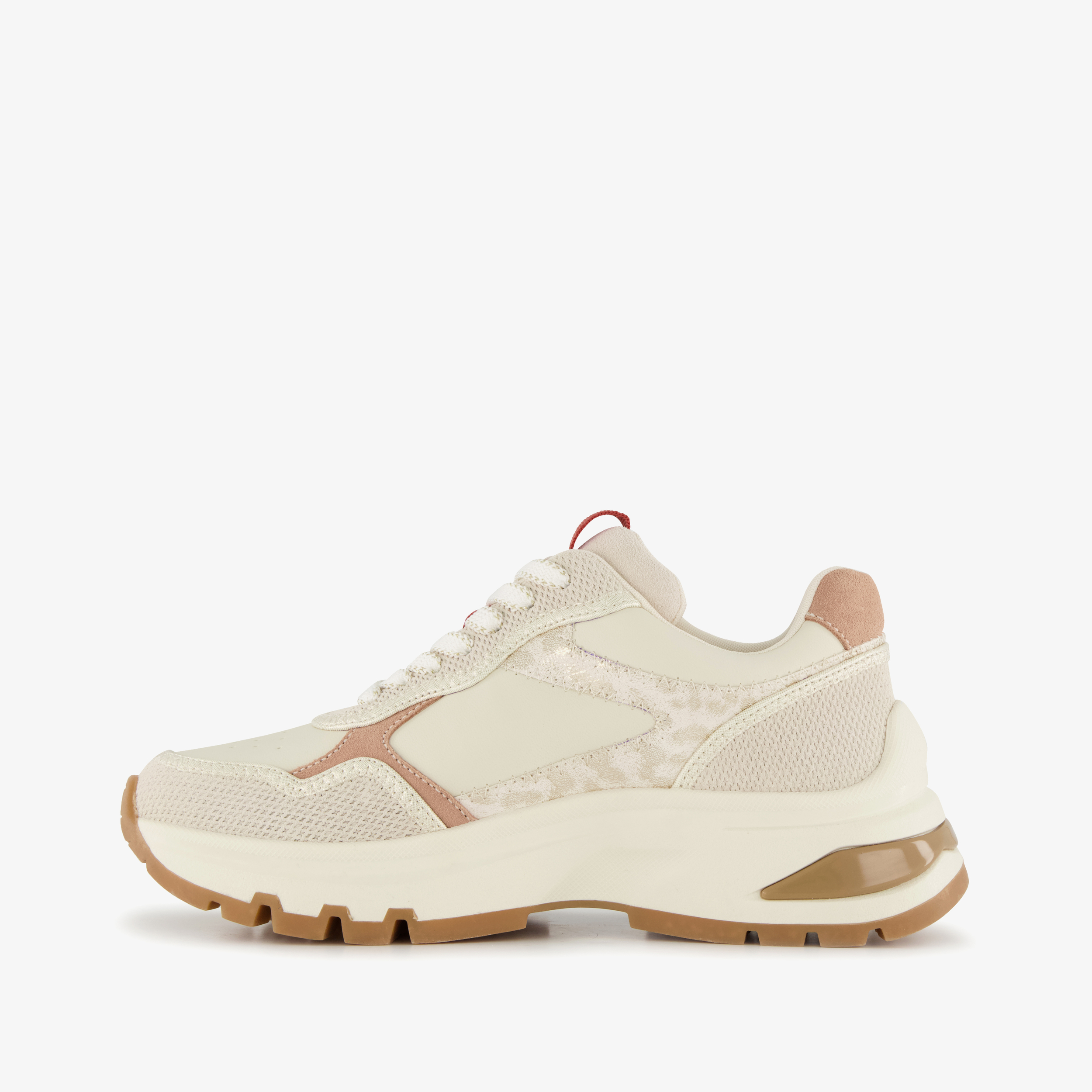 Harper leren dames sneakers met luipaardprint beige