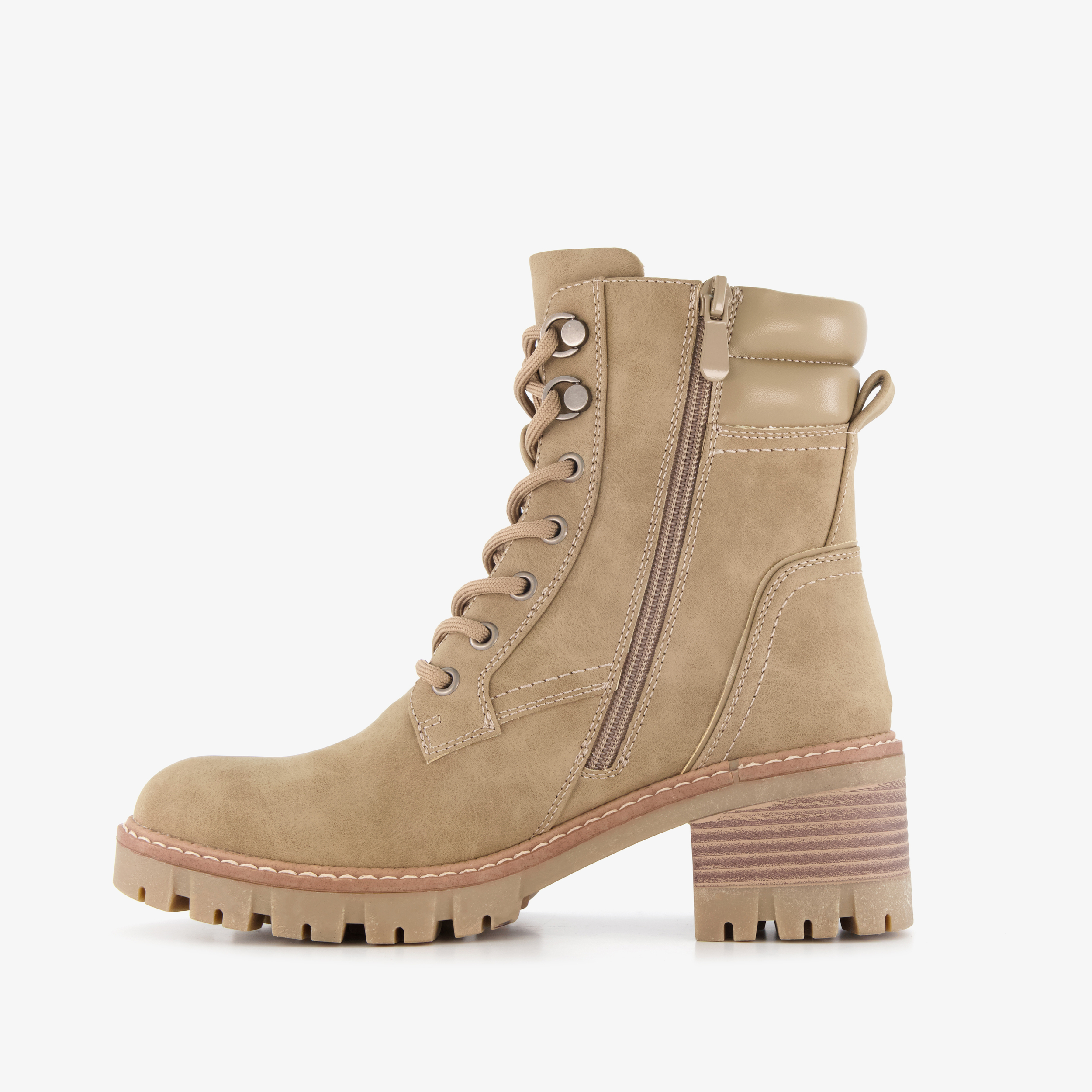 Blue Box dames veterboots met hak beige