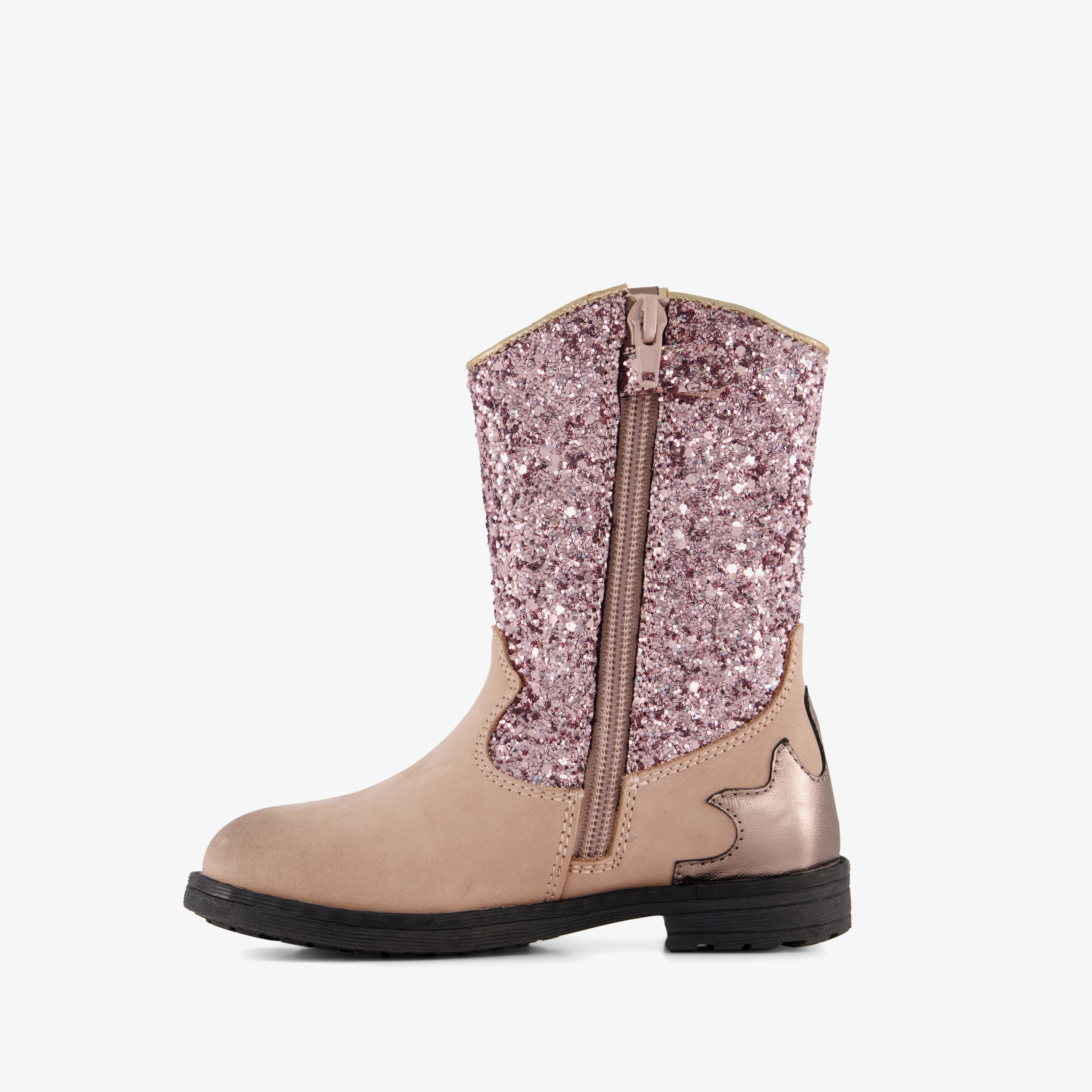 Stap leren meisjes cowboylaarzen roze beige