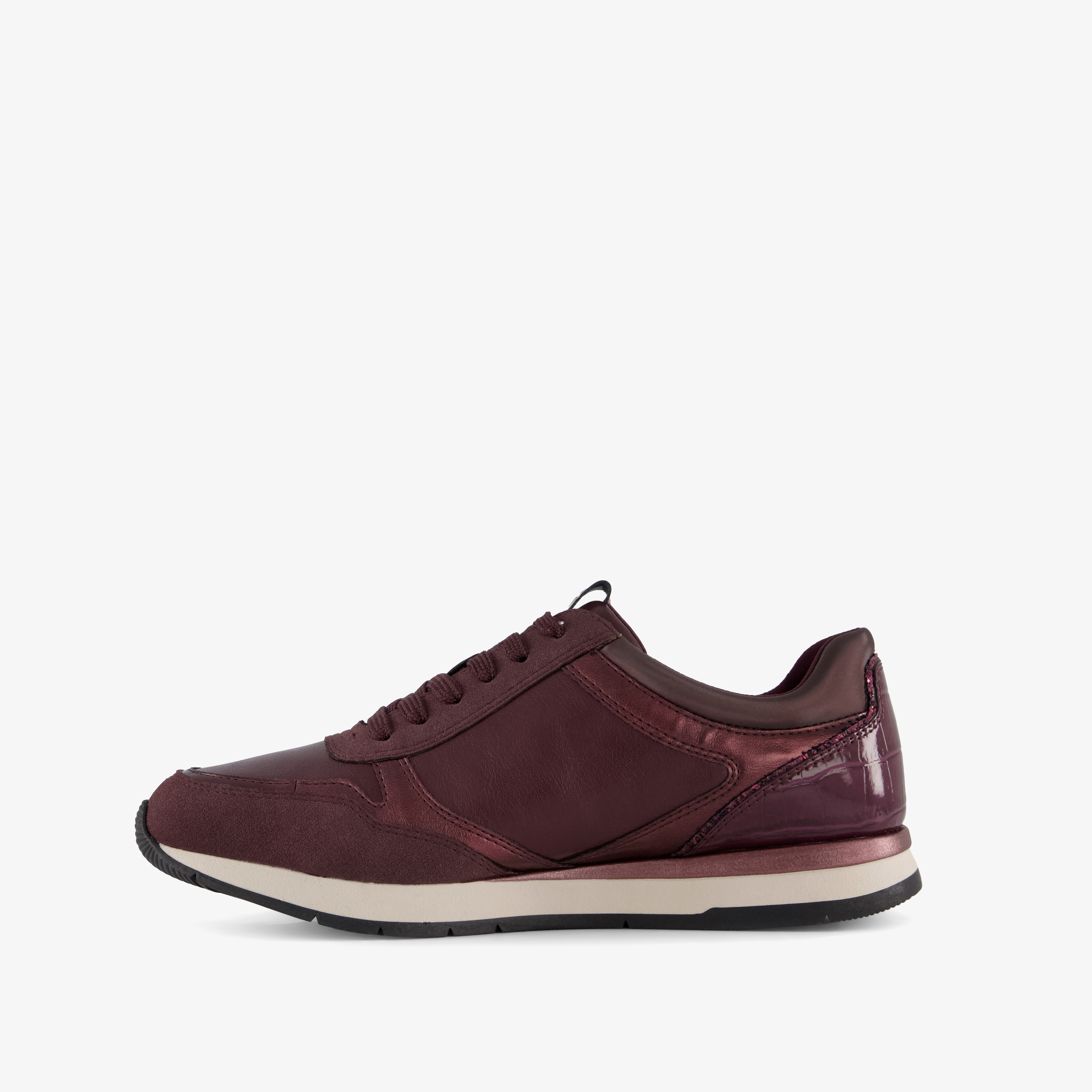 Tamaris leren dames sneakers met rits bordeauxrood