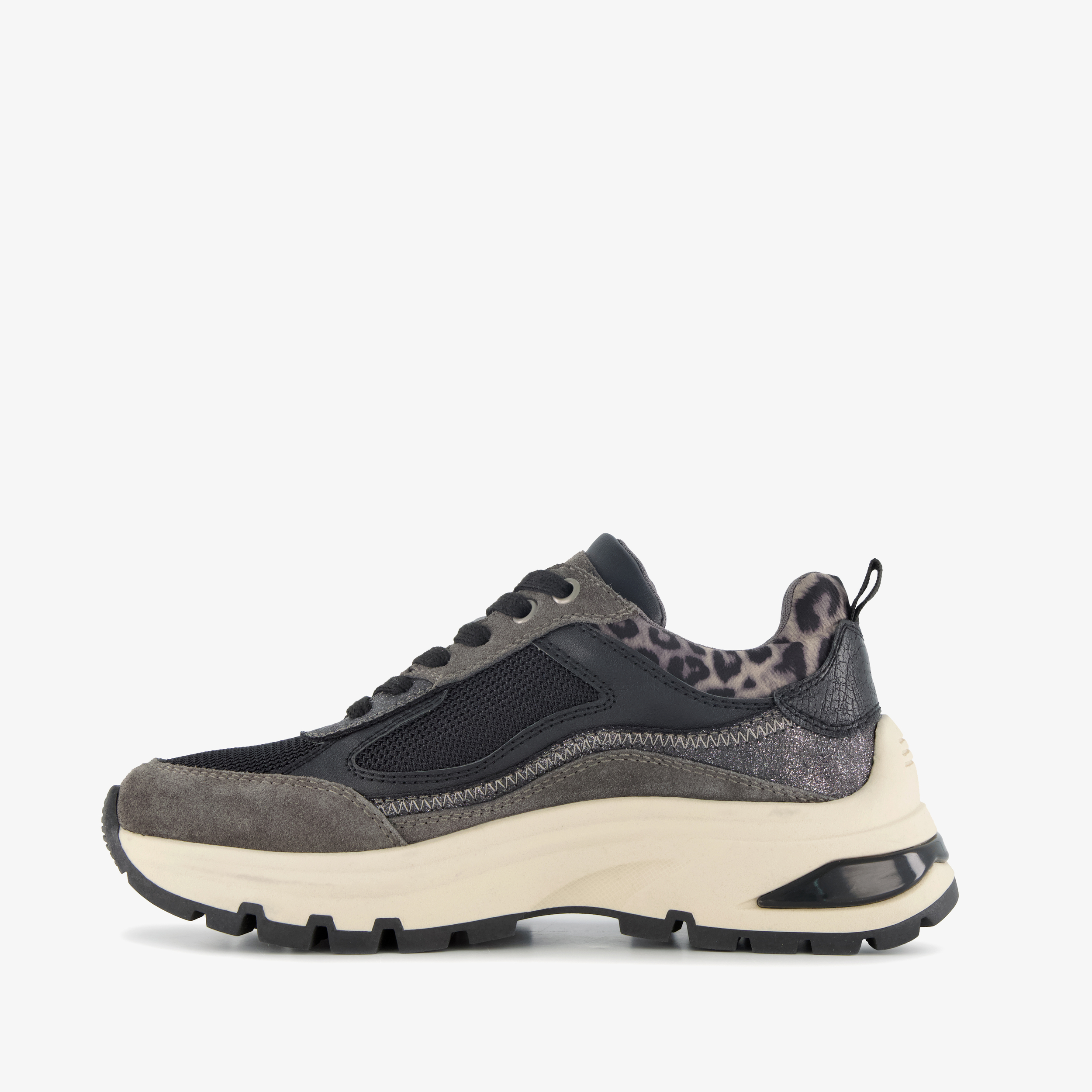 Harper dames sneakers met panterprint details grijs
