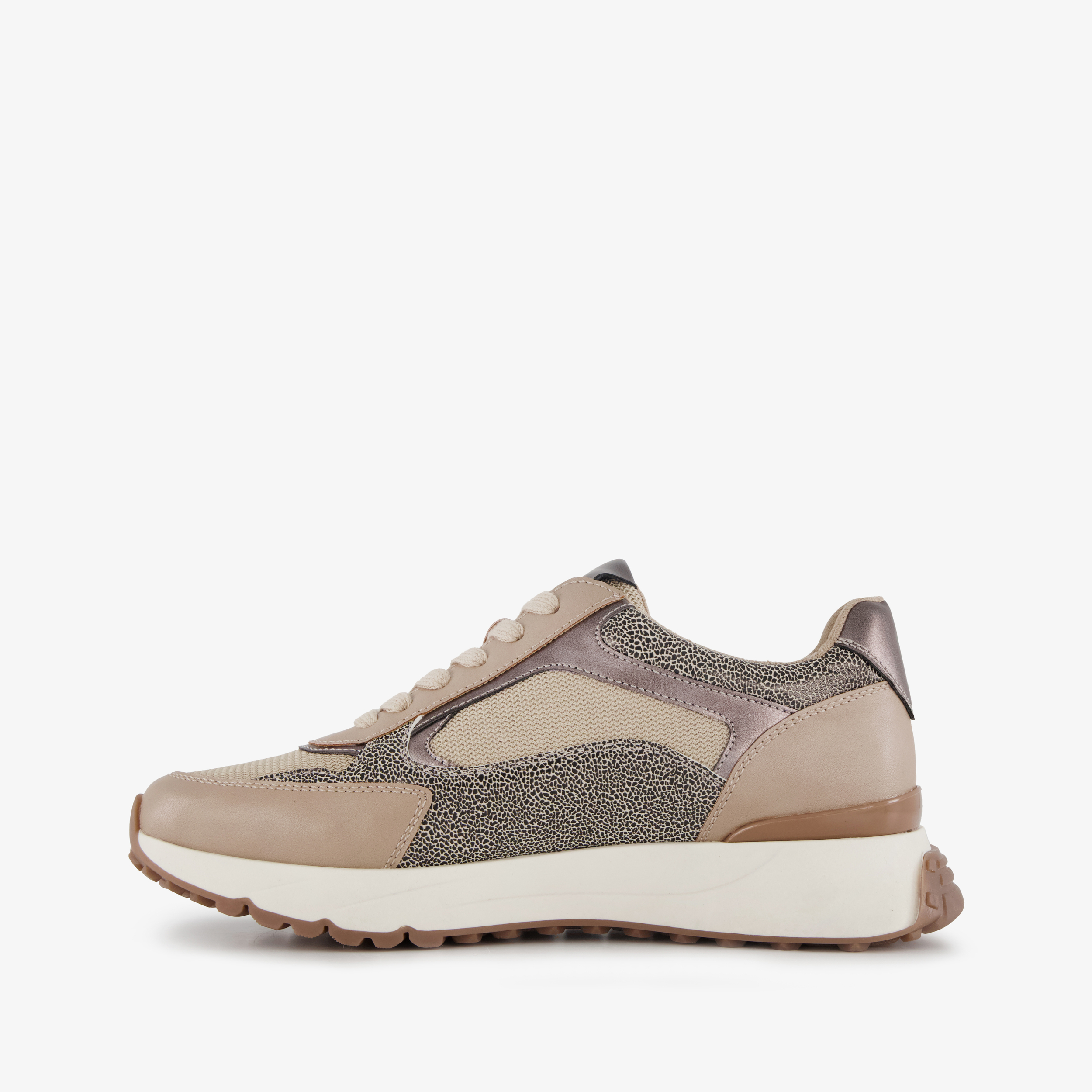Blue Box dames sneakers met panterprint details taupe
