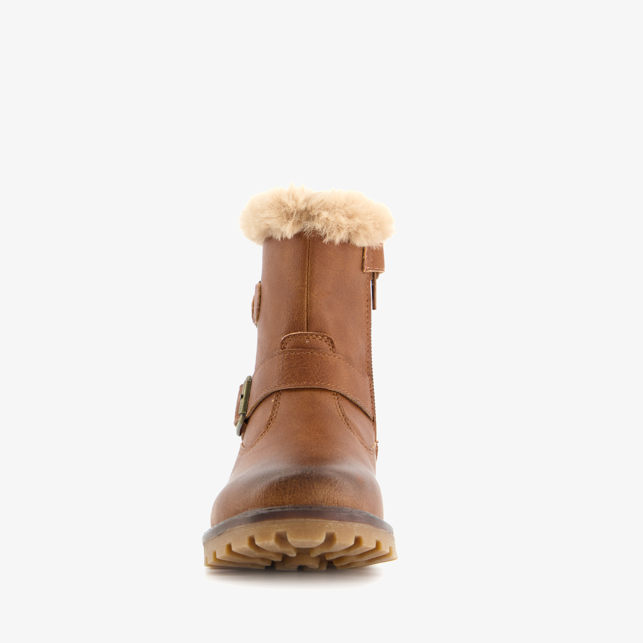 Blue Box gevoerde meisjes biker boots cognac bruin