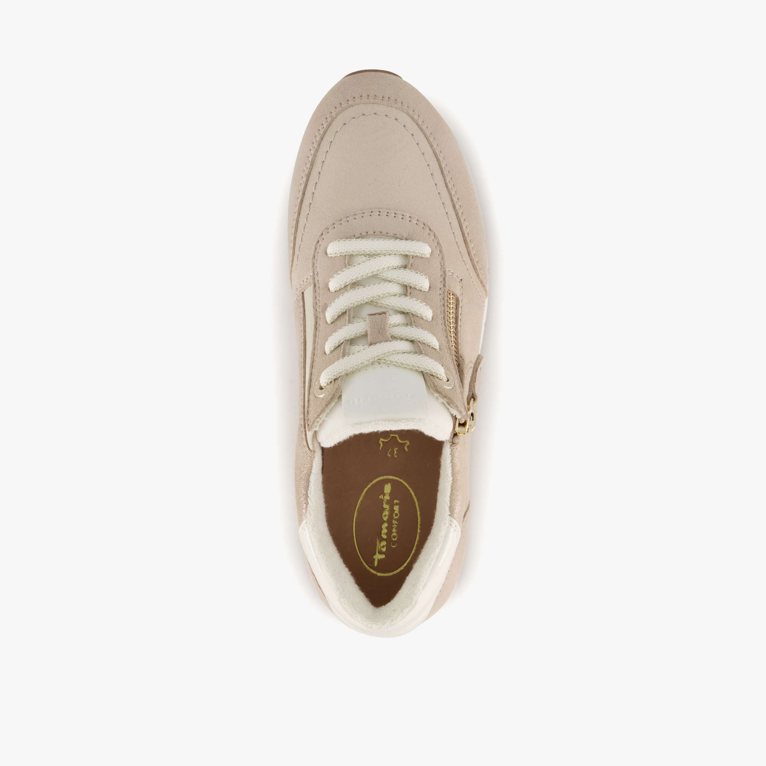 Tamaris Comfort leren dames sneakers beige, foto 5