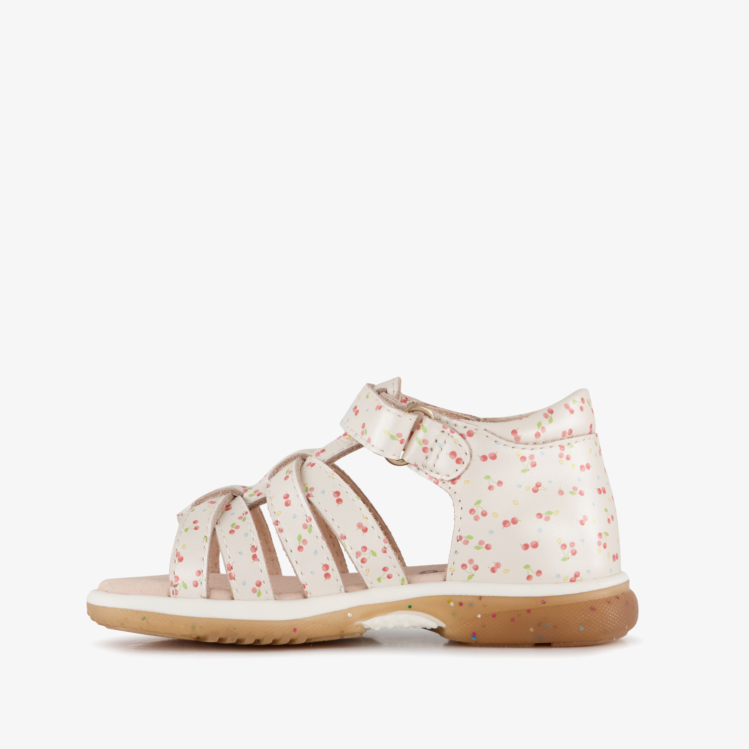 Stap leren meisjes sandalen met kersen beige roze