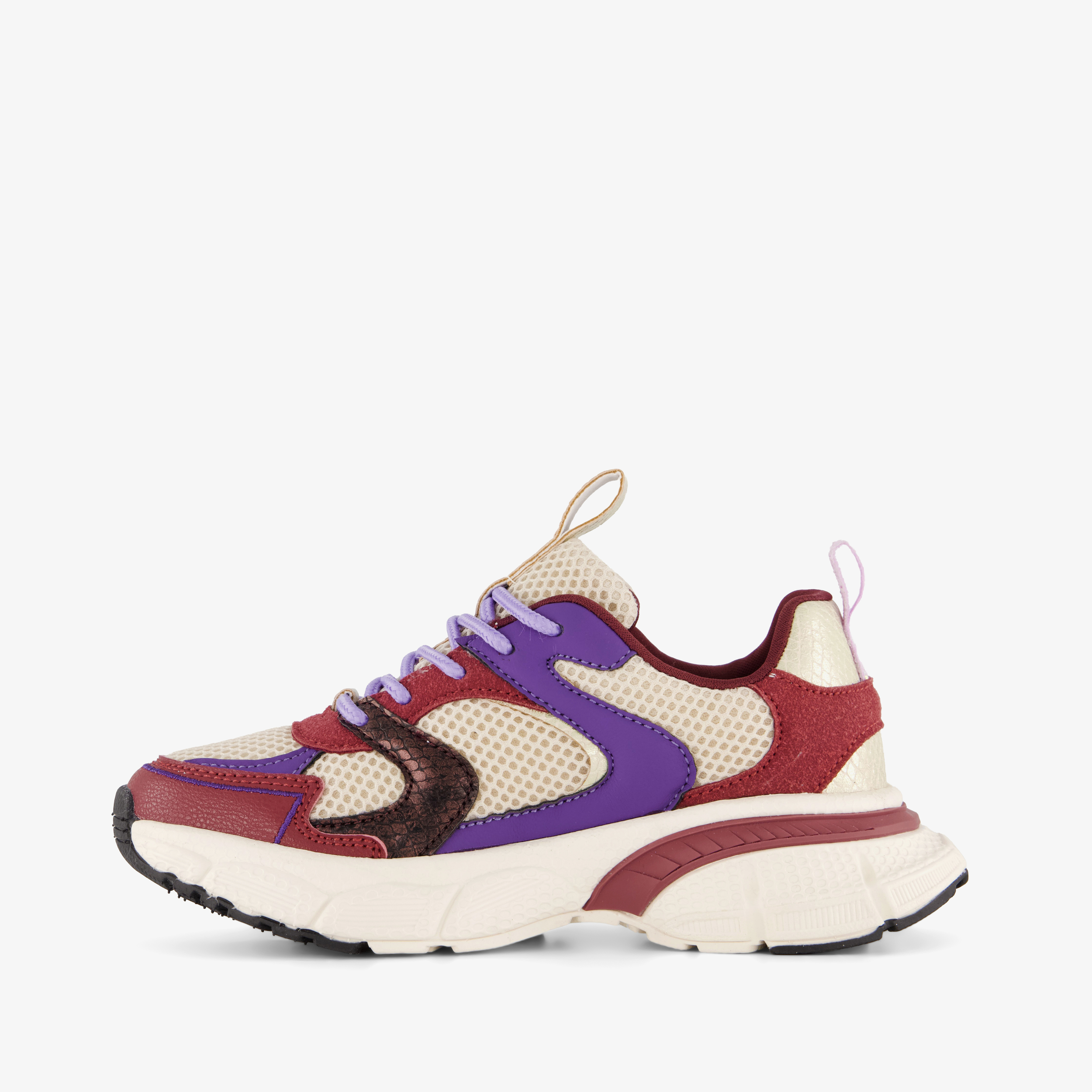 Blue Box metallic meisjes dad sneakers bordeaux beige