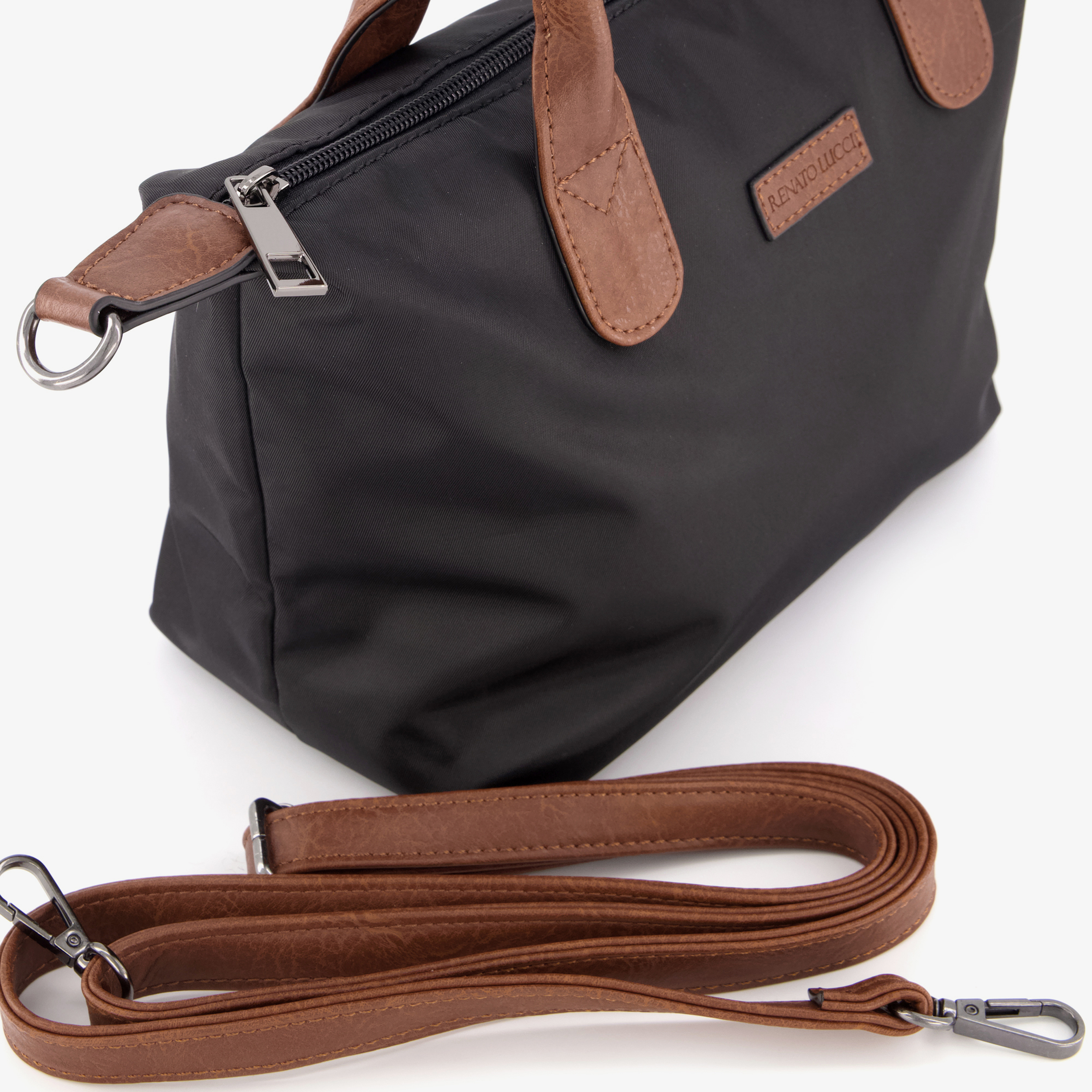 Renato Lucci dames shopper zwart bruin, foto 2