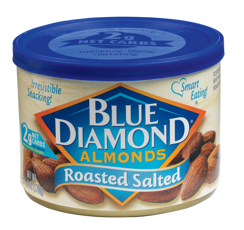 Blue Diamond Roasted Salted Almonds 6 oz Can Pack of 12