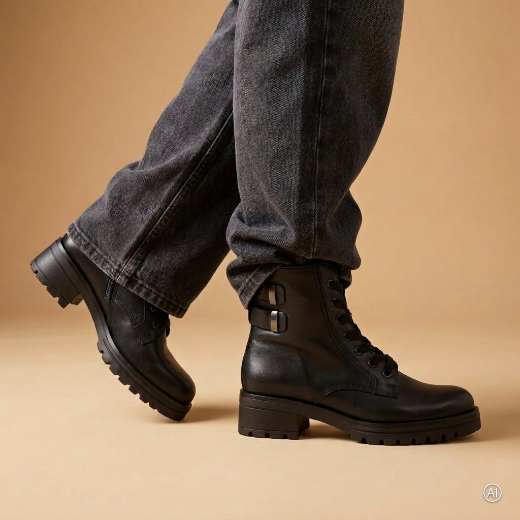 Gabor Gabor Veterboots zwart Leer