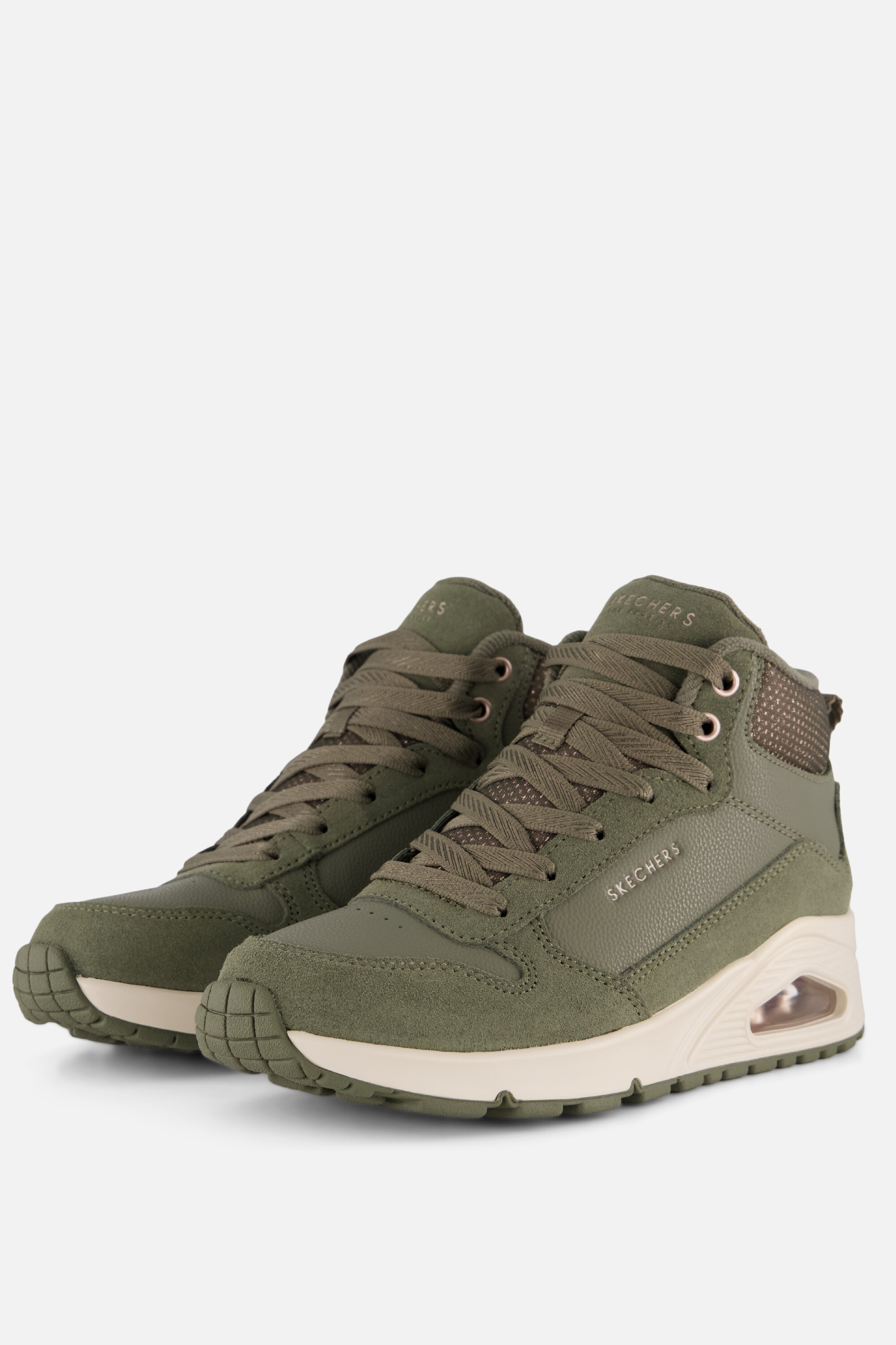 Skechers Skechers Uno Stacre Shine Veterboots groen Suede