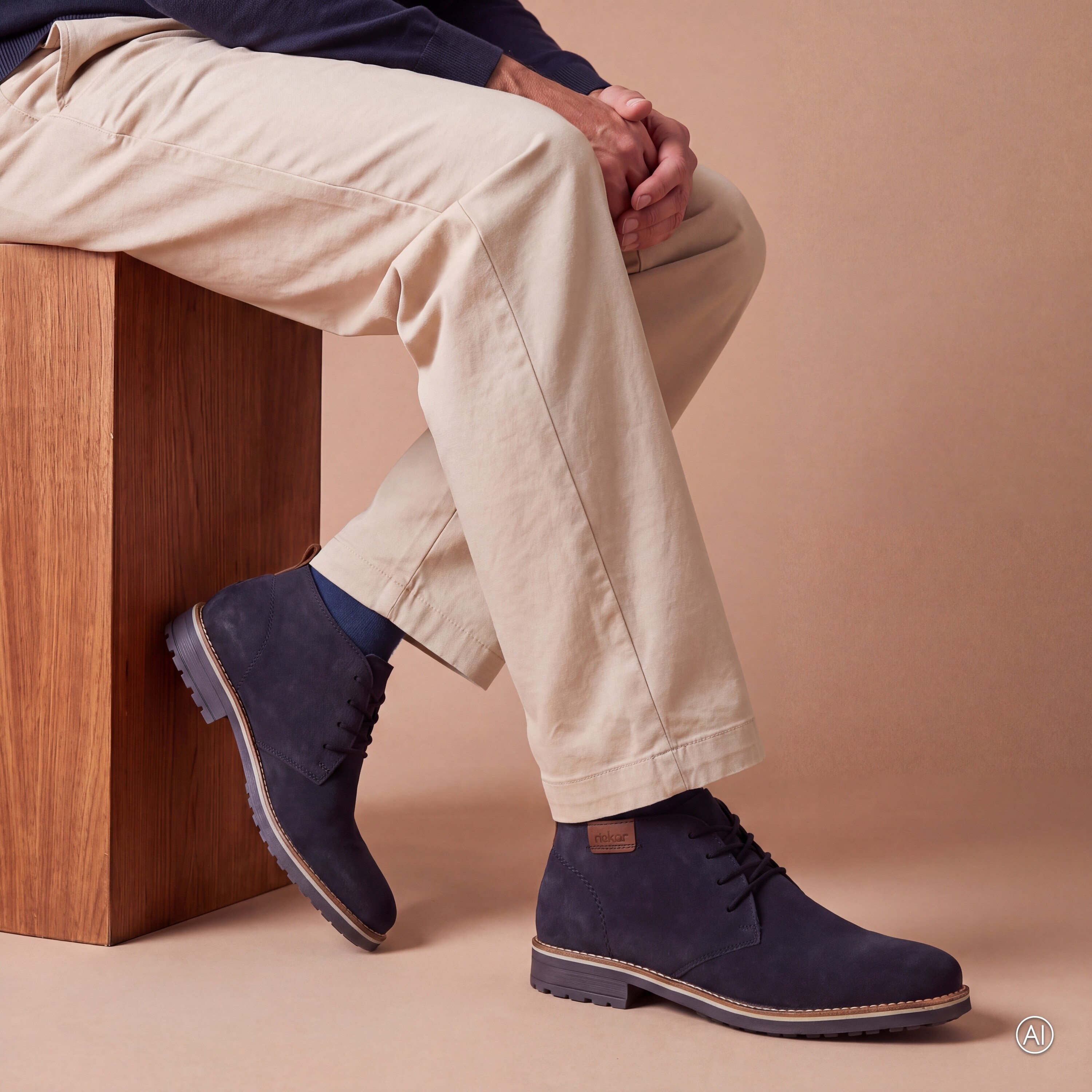 Rieker Rieker Veterboots blauw