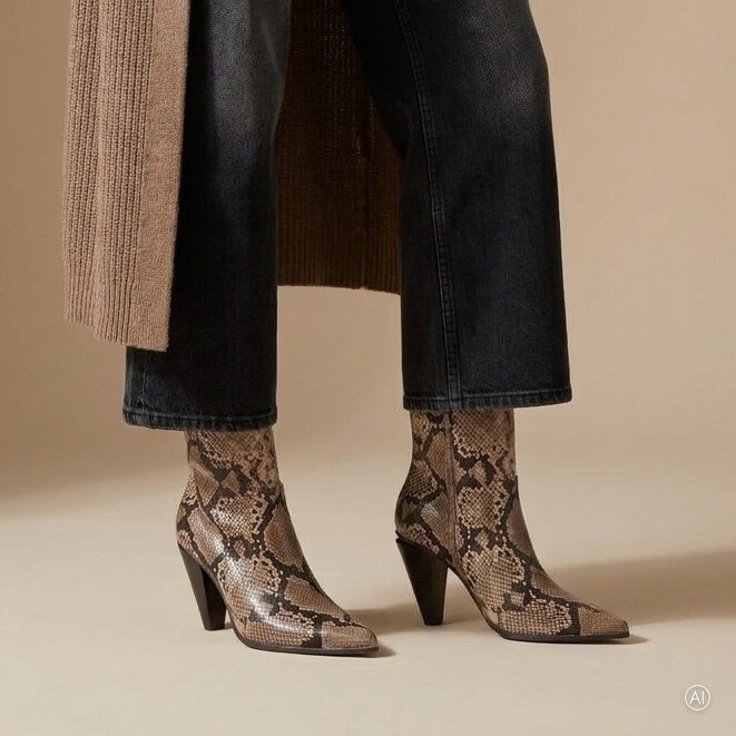 Mexx Mexx Valinda Teti Enkellaarzen Met Hak Snake beige