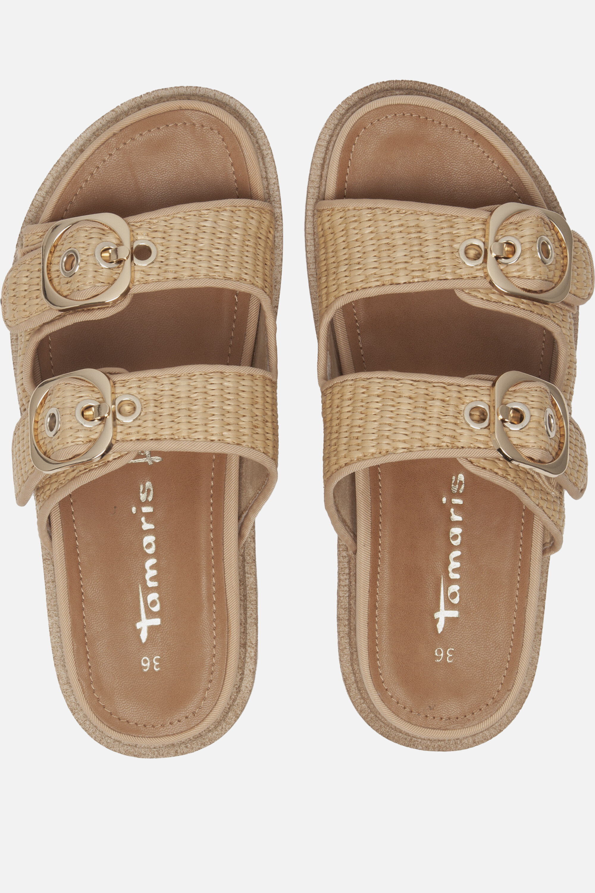 Tamaris Raffia Slippers beige Textiel, foto 3