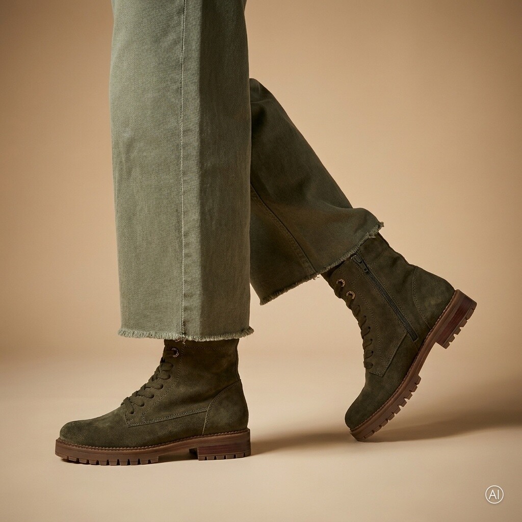 Gabor Gabor Veterboots groen Suède