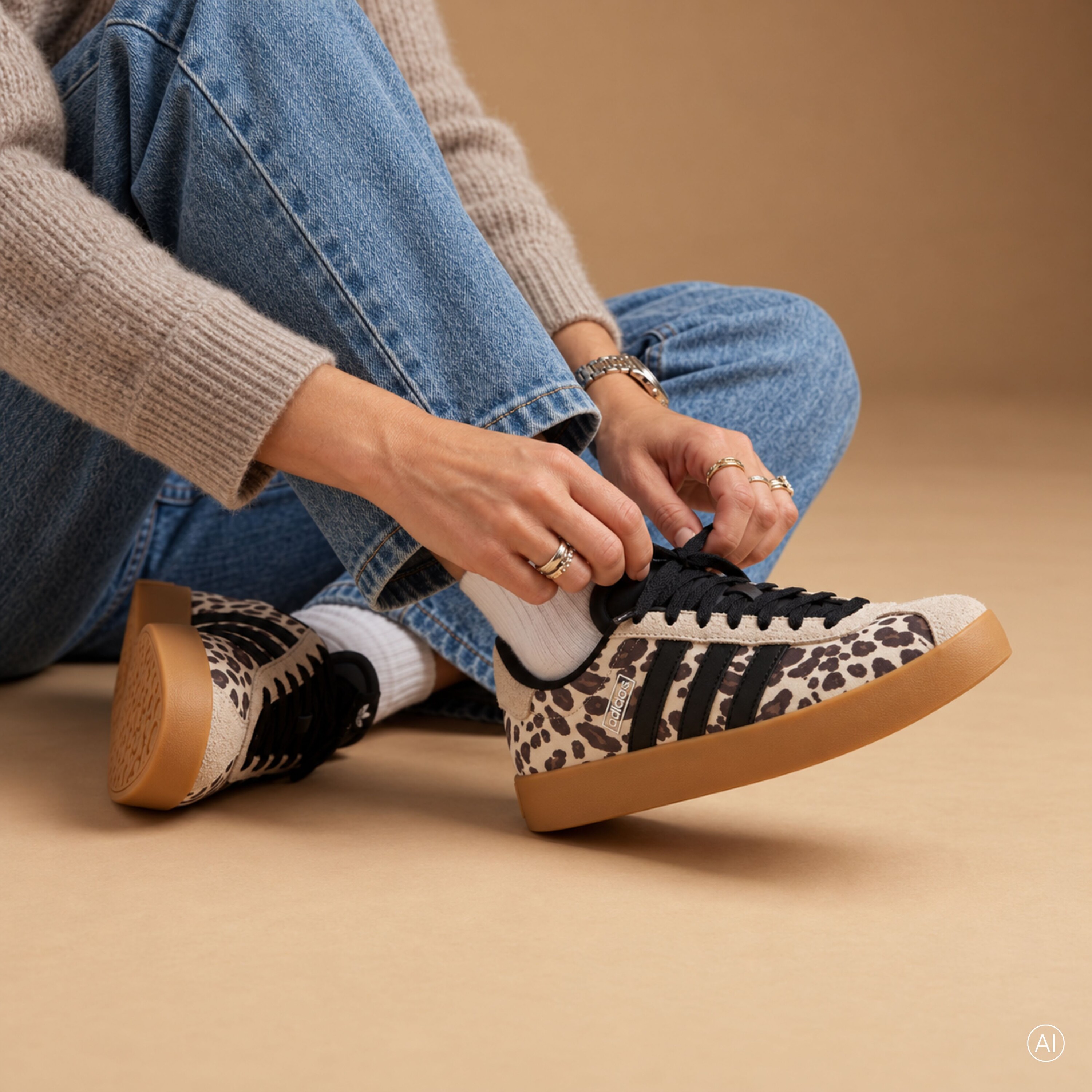 Adidas Adidas VL Court 3.0 Sneakers Leopard grijs